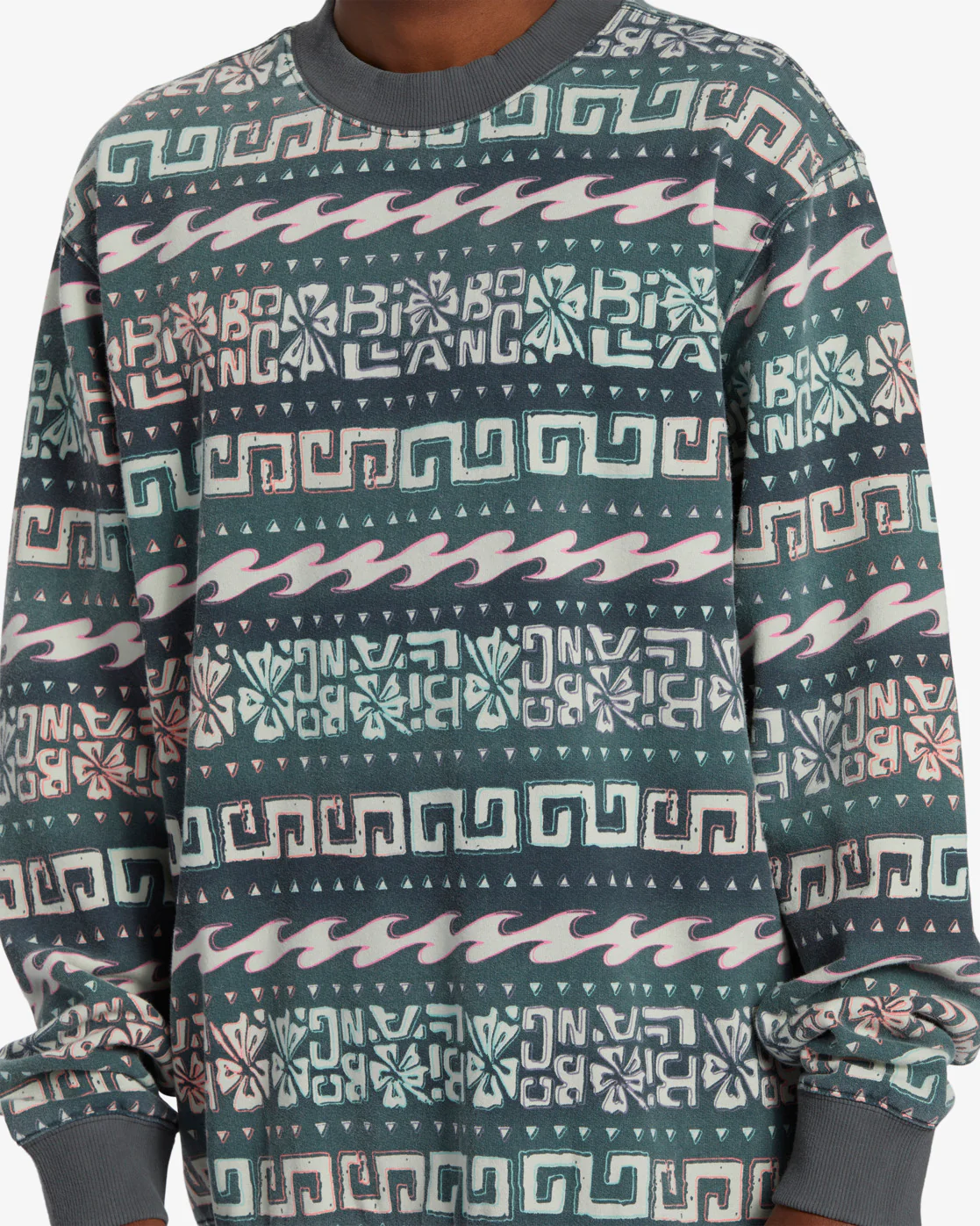 Billabong Halfrack Fleece Crew Neck Sweatshirt - Black -Biliabong Outlet