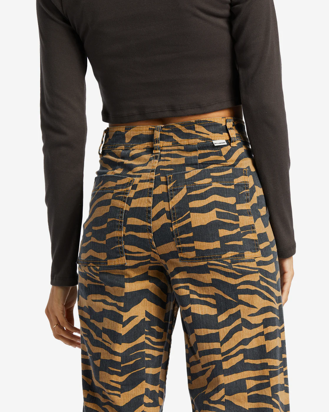 Billabong Free Fall Print Wide Leg Pants - Cosmic Khaki -Biliabong Outlet