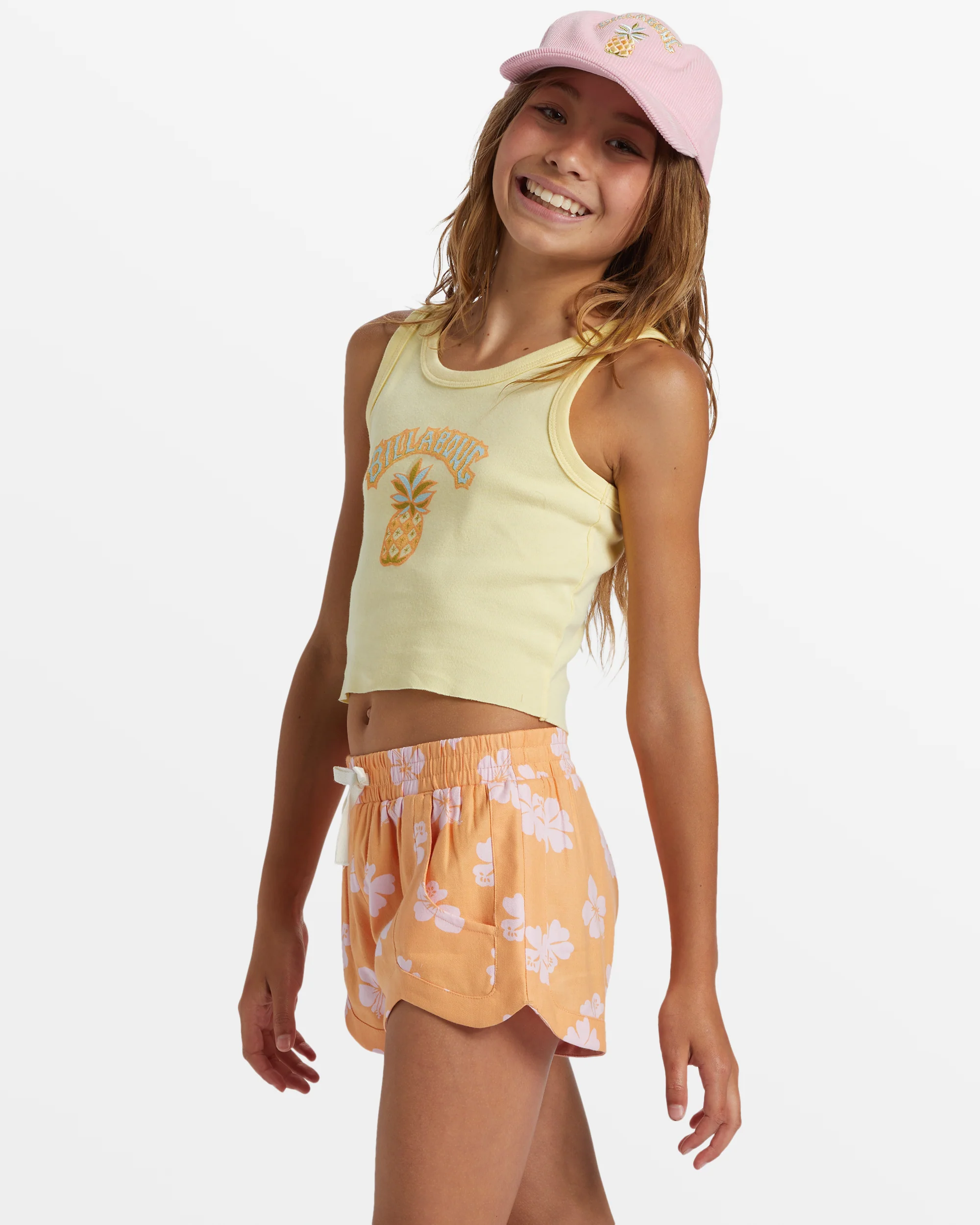 Billabong Girl's Stay Sunny Cropped Tank Top - Mellow Yellow -Biliabong Outlet