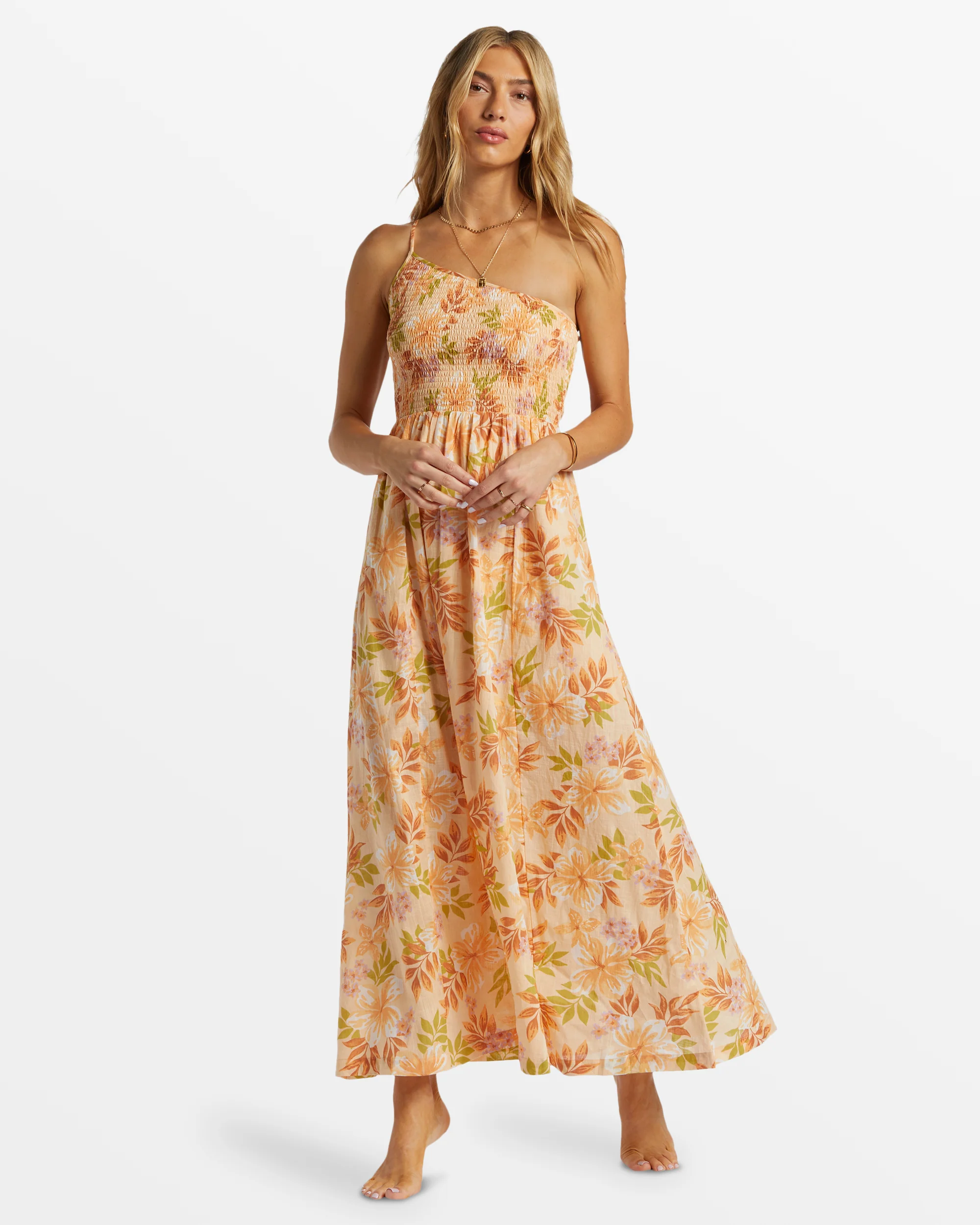 Billabong Warmer Days One Shoulder Maxi Dress - Peach Whip -Biliabong Outlet