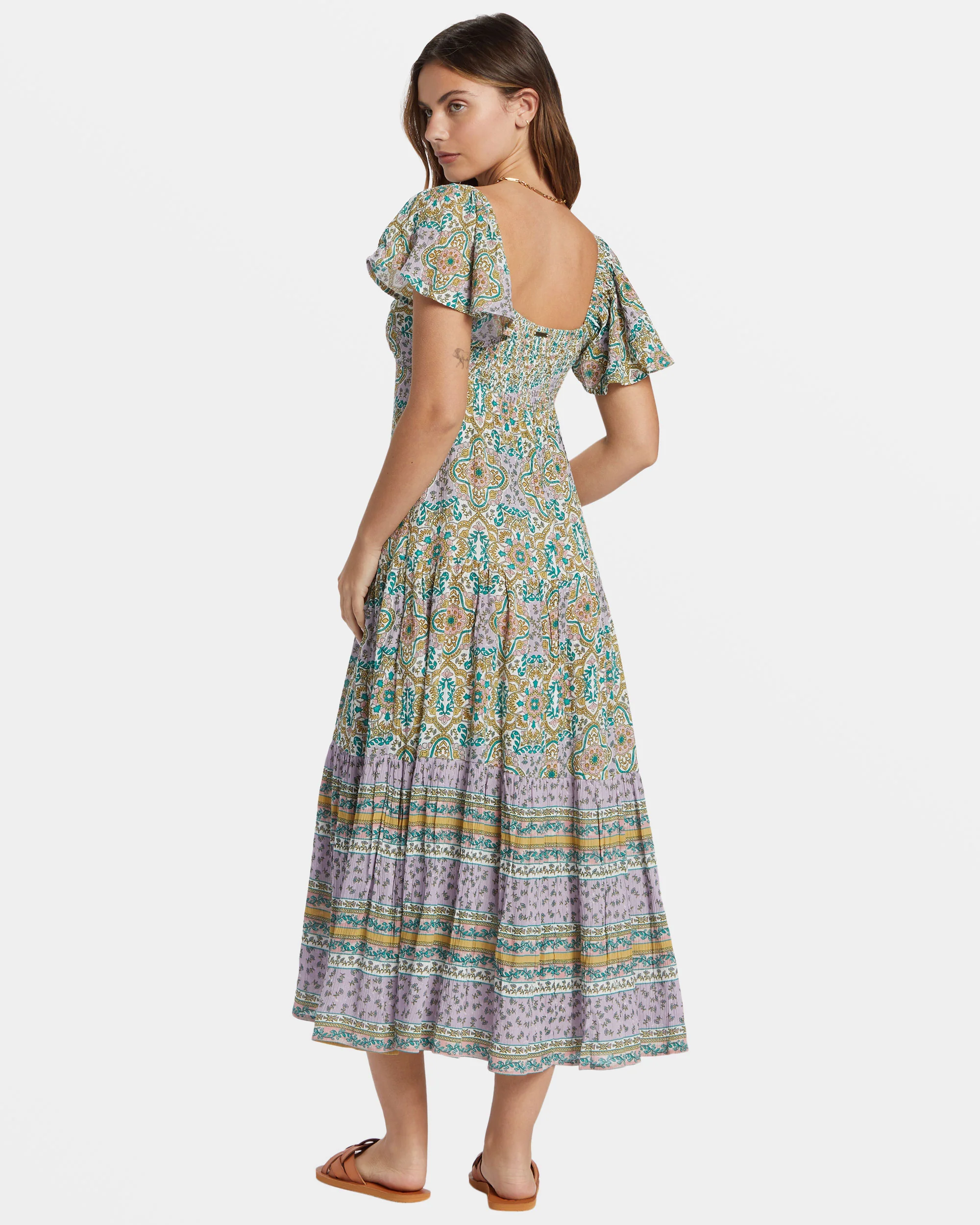 Billabong Summerside Tiered Midi Dress - Salt Crystal -Biliabong Outlet