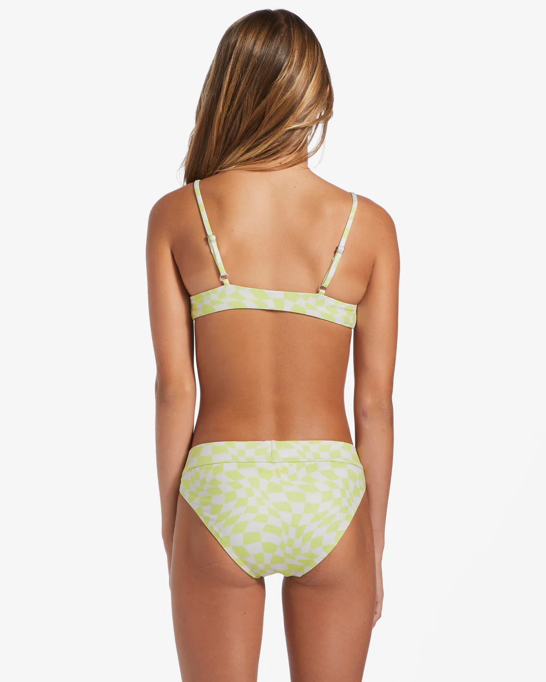 Billabong Girls Daydream Check Two Piece Banded Triangle Bikini Set - Light Lime -Biliabong Outlet