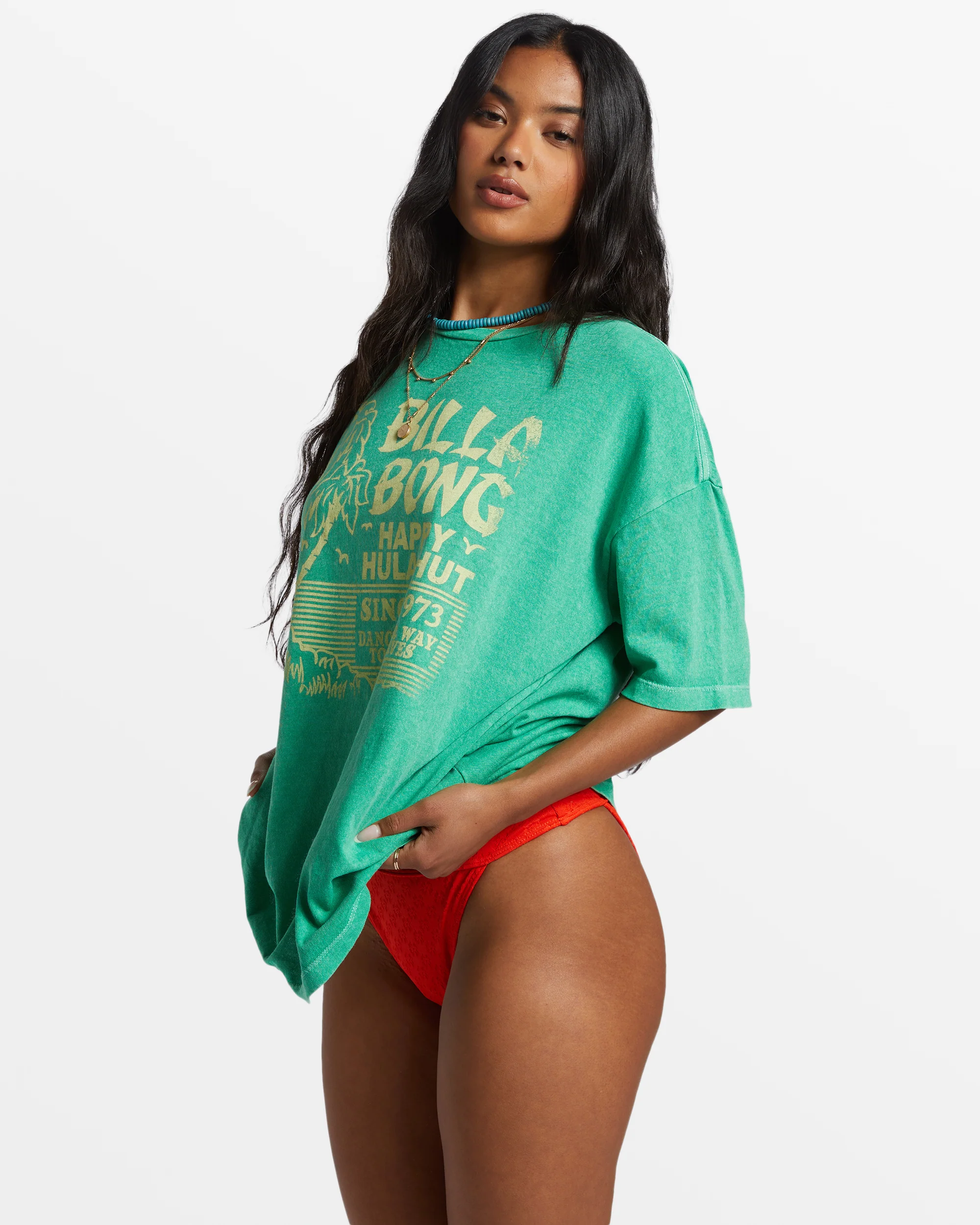 Billabong Hula Hut Oversized T-Shirt - Tropical Green -Biliabong Outlet