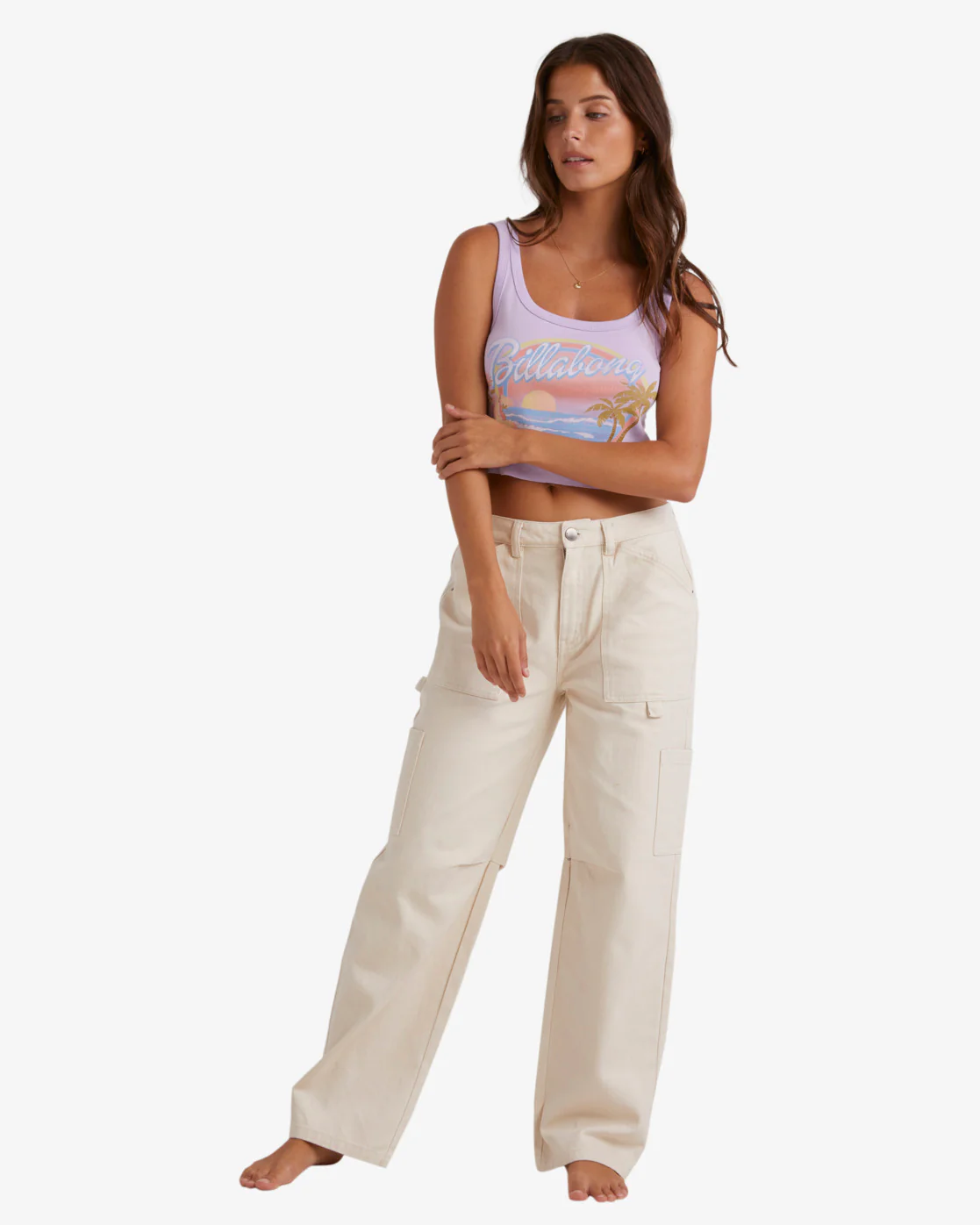 Billabong Leia Cargo Pants - White Cap -Biliabong Outlet