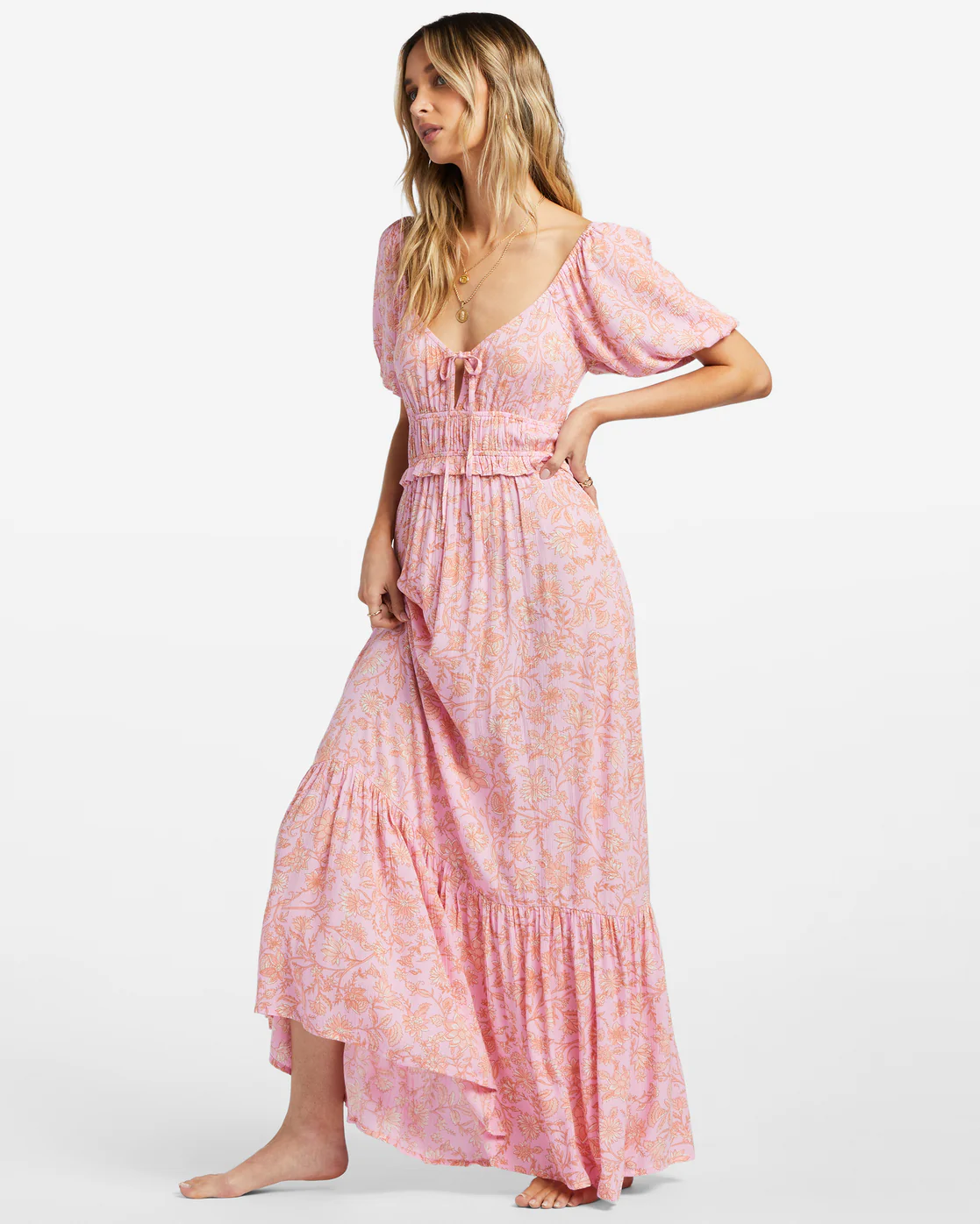 Billabong Sweet On You Maxi Dress - Pink Trails -Biliabong Outlet