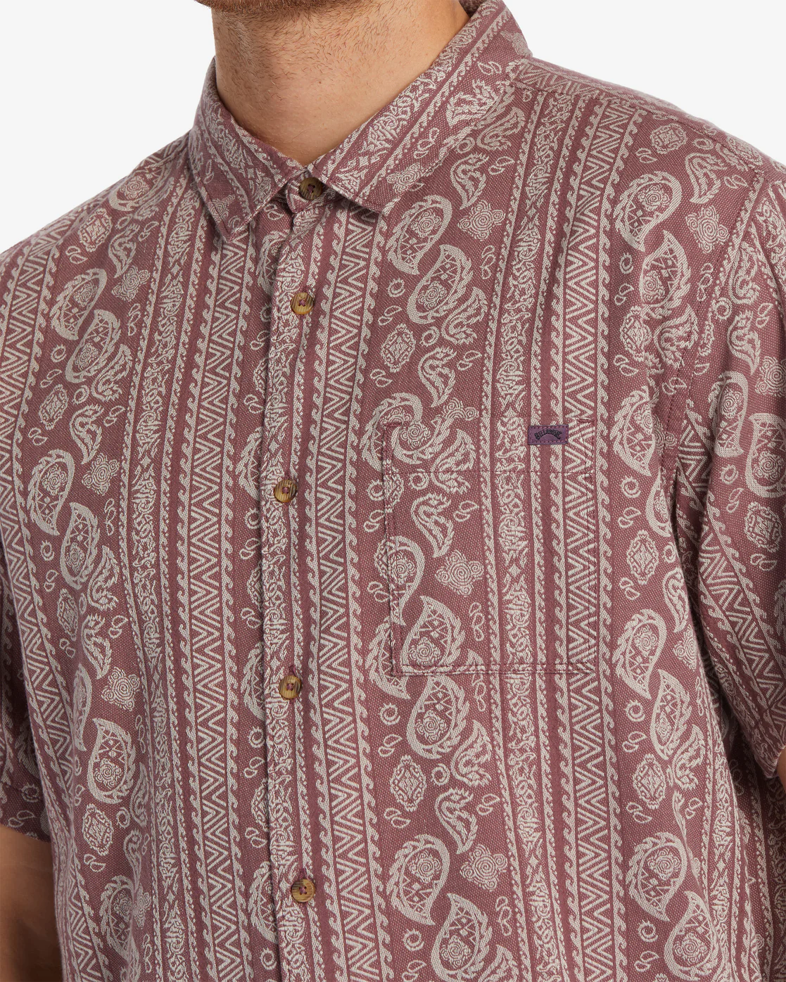 Billabong Sundays Jacquard Short Sleeve Shirt - Fig -Biliabong Outlet