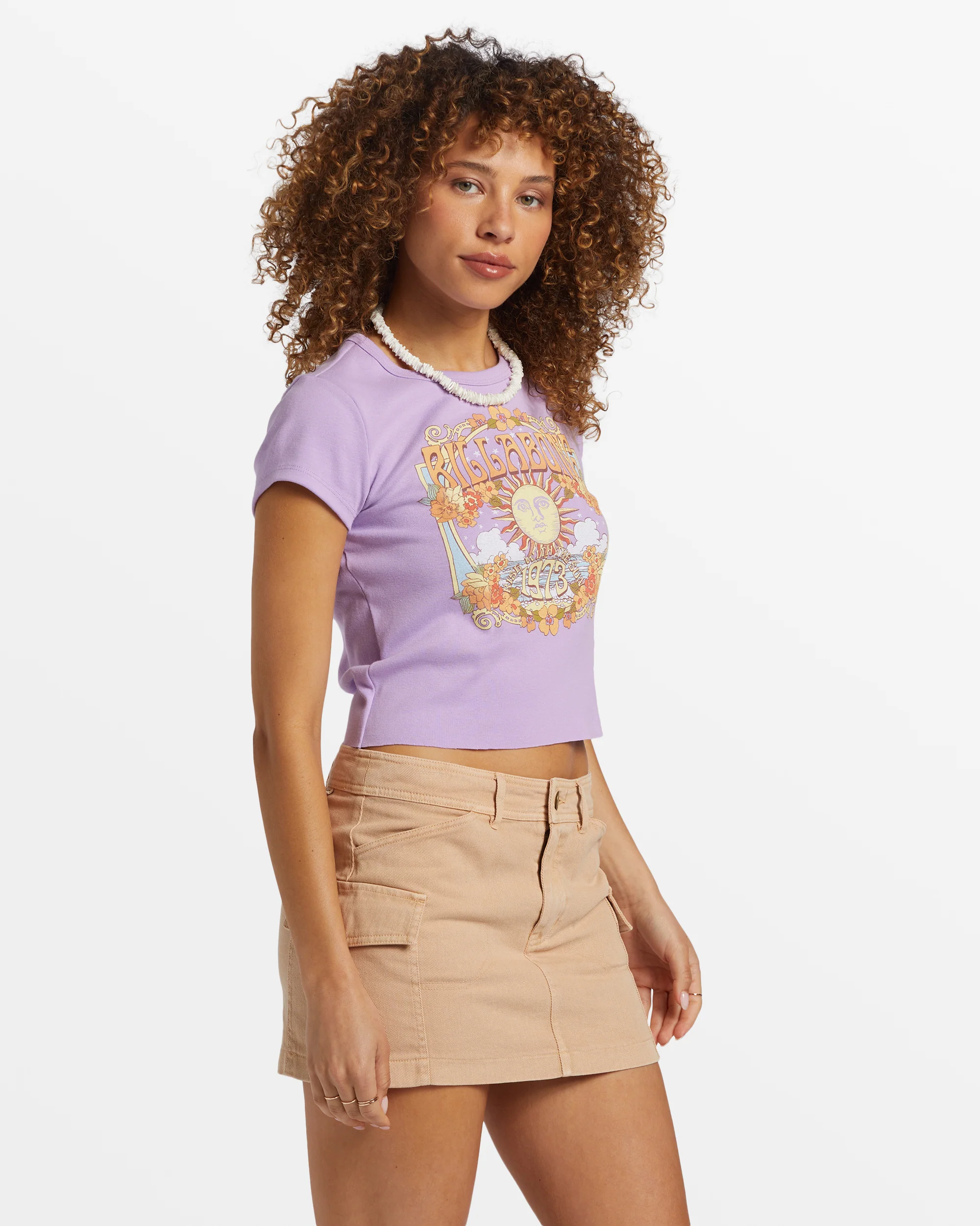 Billabong Rise With The Sun Shrunken T-Shirt - Tulip -Biliabong Outlet