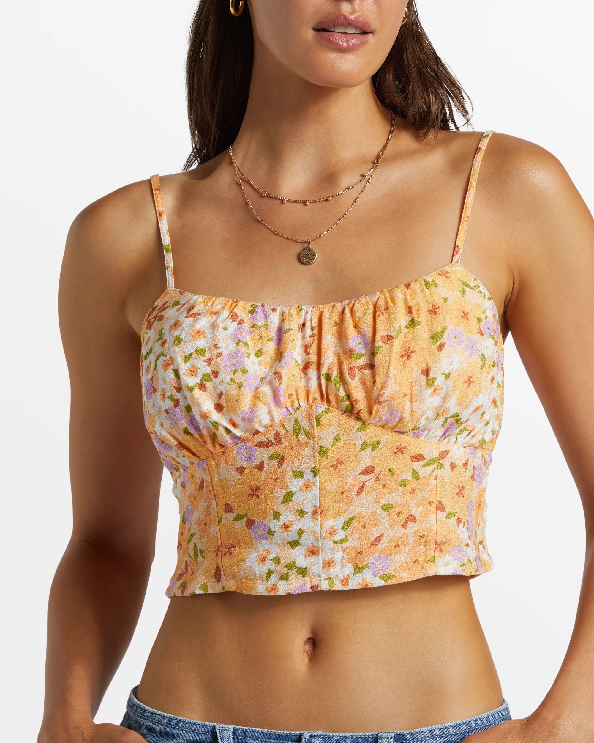 Billabong So Simple Cropped Cami Top - Peach Whip -Biliabong Outlet