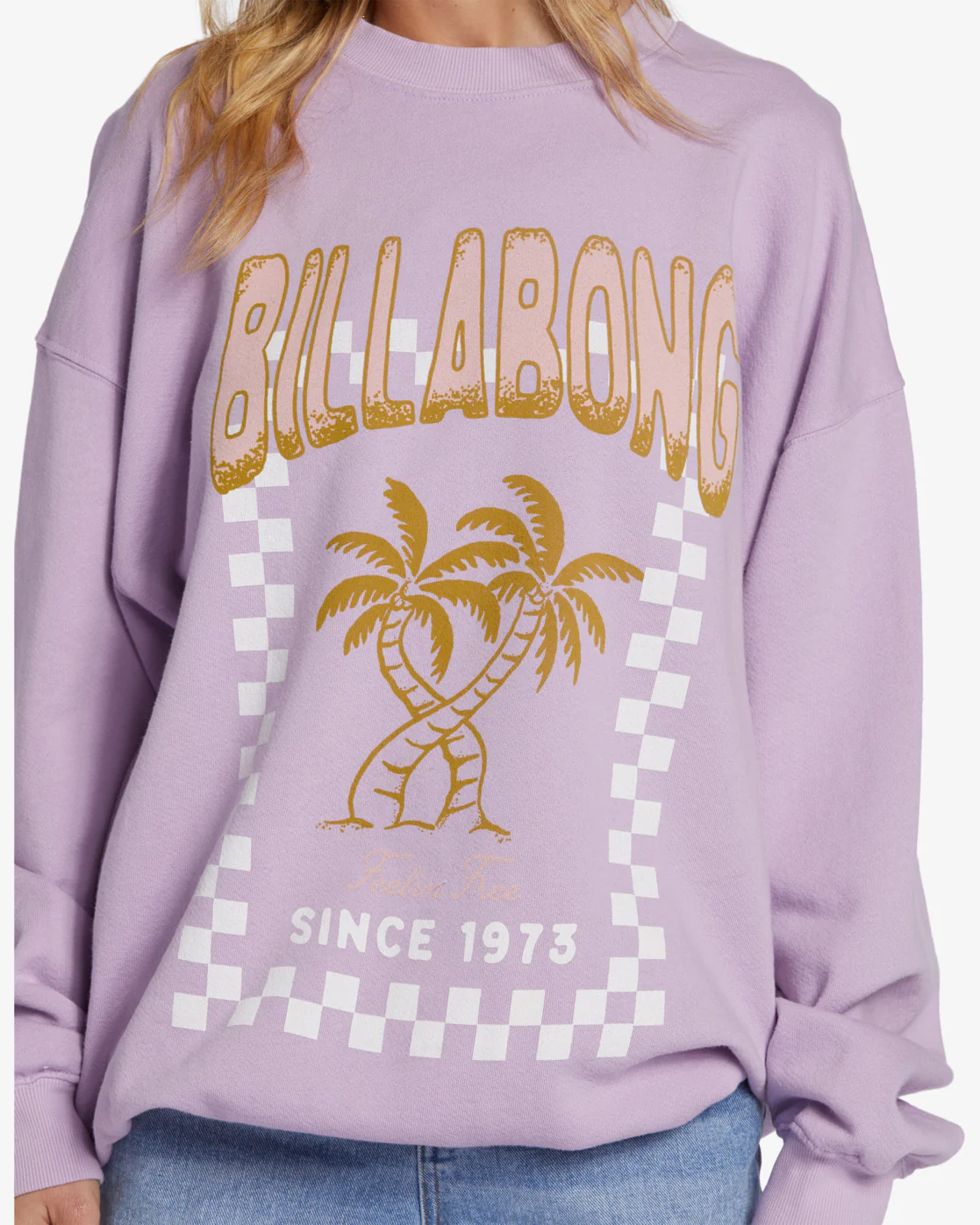 Billabong Ride In Oversized Crewneck Sweatshirt - Peaceful Lilac -Biliabong Outlet