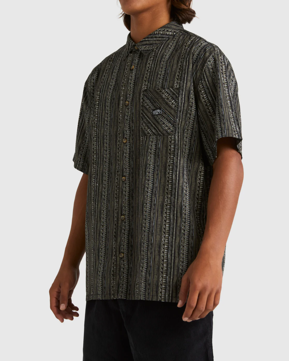Billabong King Stringray Waves Short Sleeve Woven Shirt - Black -Biliabong Outlet