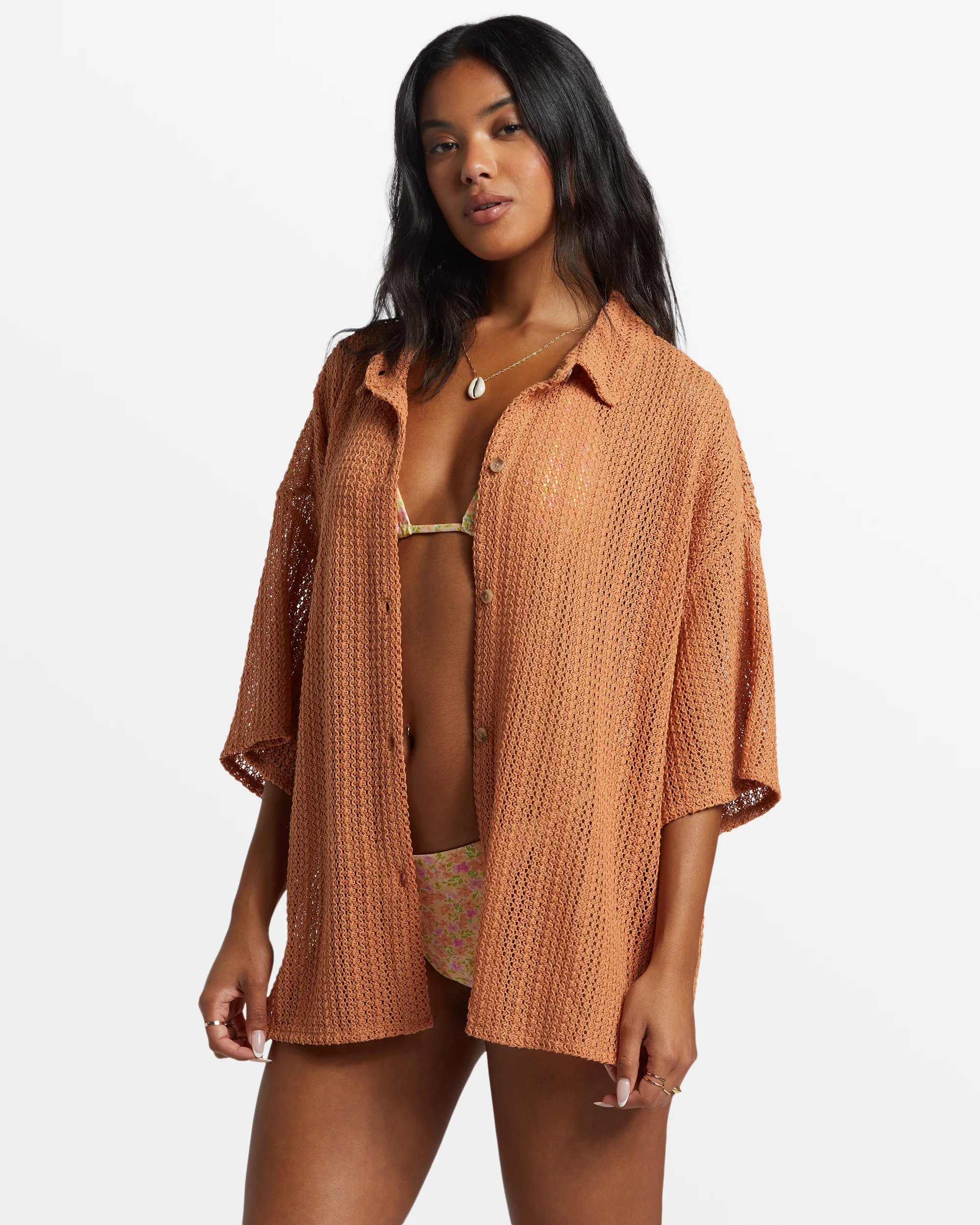 Billabong Largo Overshirt Cover Up - Toffee -Biliabong Outlet
