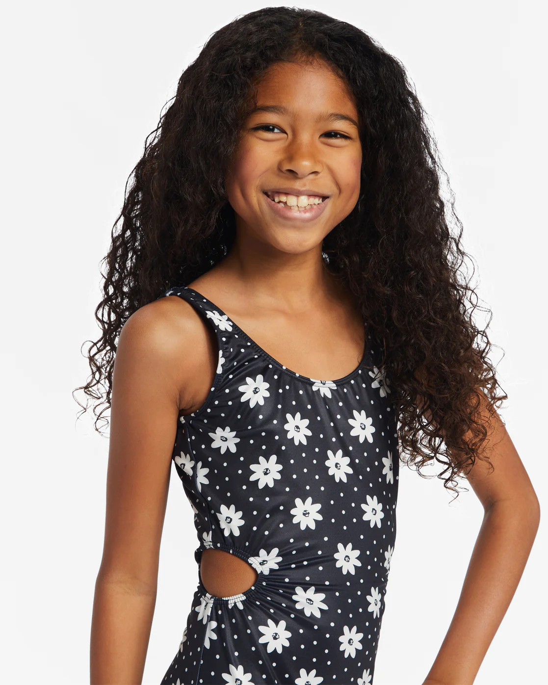 Billabong Girls Flowers In The Sky One-Piece Swimsuit - Black Pebble -Biliabong Outlet