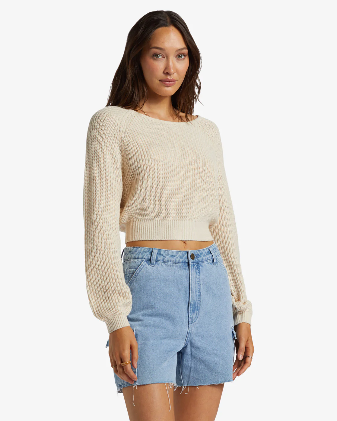 Billabong Sun Soaked V-Neck Sweater - Whitecap -Biliabong Outlet