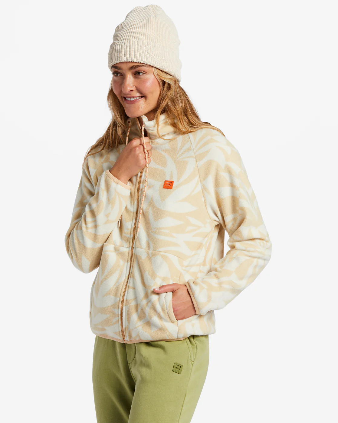 Billabong Boundary Zip-Up Mock Neck Fleece - Oat -Biliabong Outlet