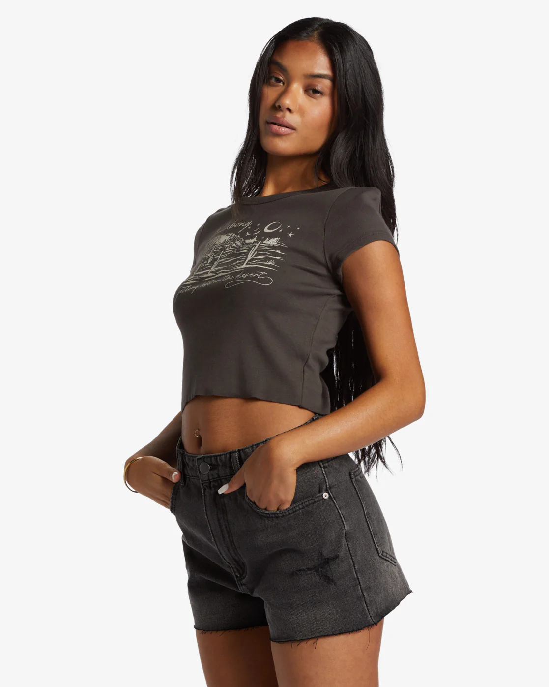 Billabong High Tides Short Denim Shorts - Fade To Black -Biliabong Outlet