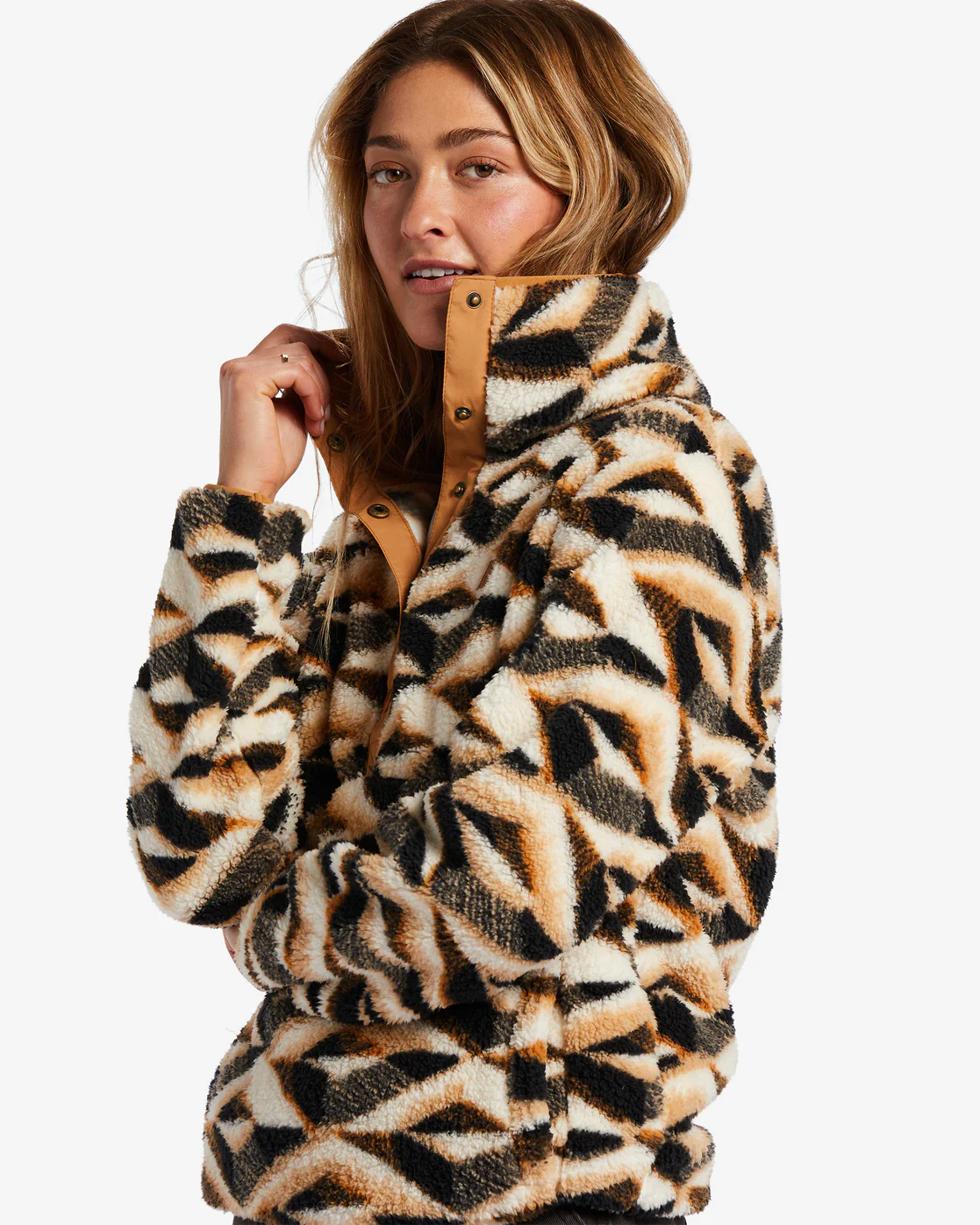 Billabong Switchback Mock Neck Fleece - Caramel -Biliabong Outlet