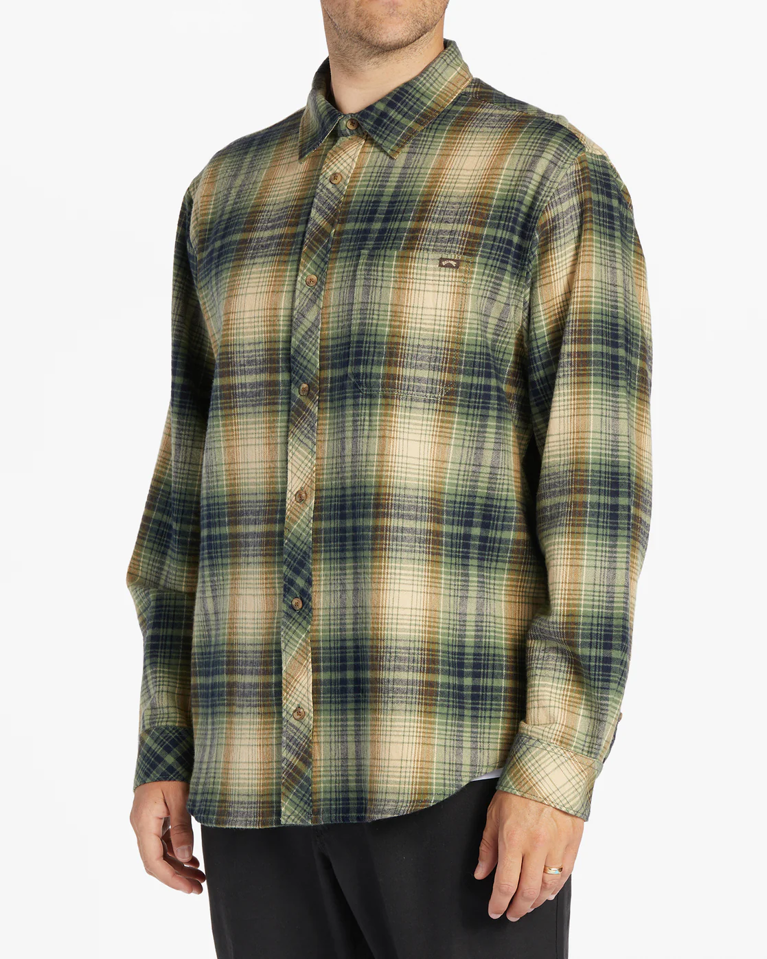 Billabong Coastline Flannel Long Sleeve Shirt - Sage -Biliabong Outlet
