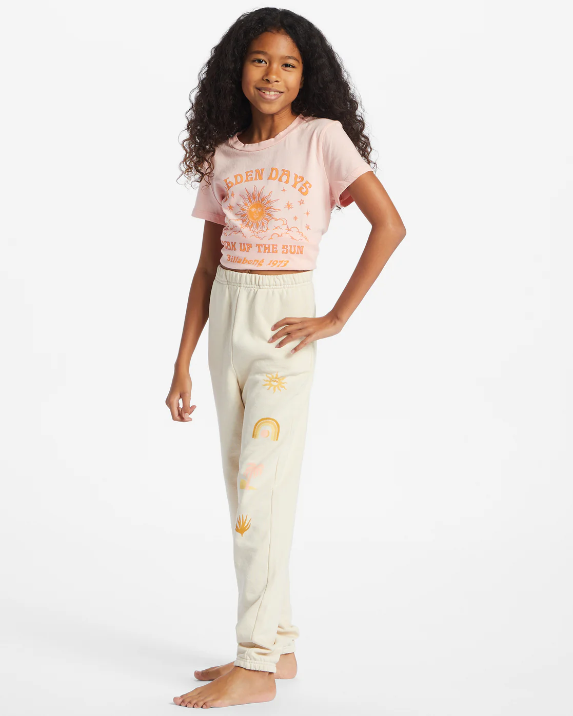 Billabong Girls Making Waves High-Waist Sweatpants - White Cap -Biliabong Outlet