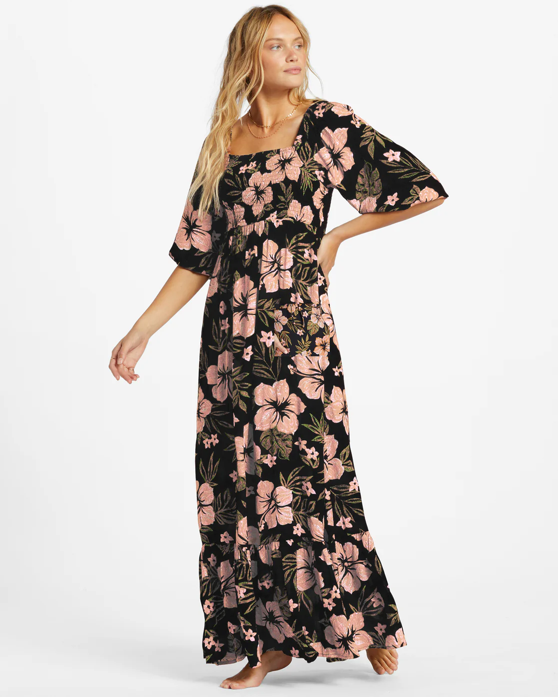 Billabong Full Bloom Dress - Black Sands -Biliabong Outlet