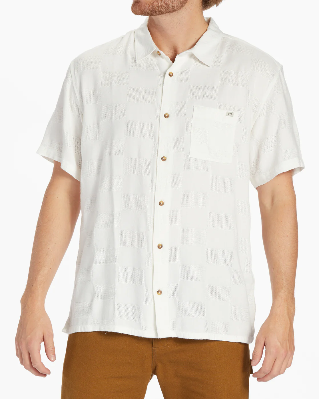 Billabong Sundays Jacquard Short Sleeve Shirt - Off White -Biliabong Outlet