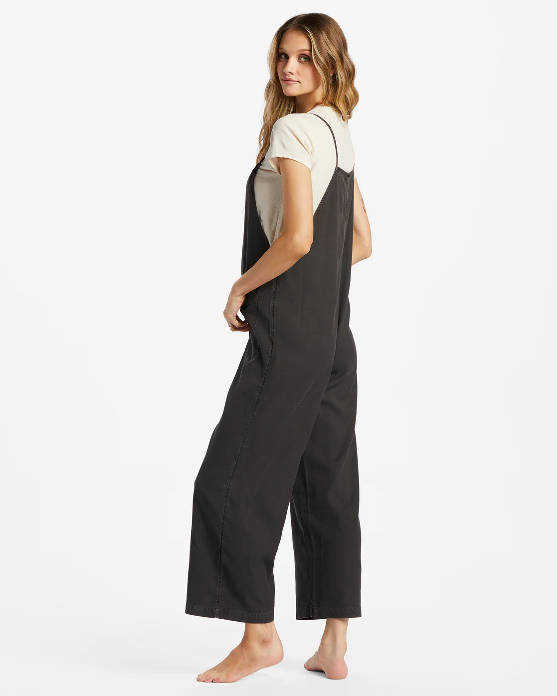 Billabong Beach Cruiser Wide-Leg Overalls - Off Black 1 -Biliabong Outlet