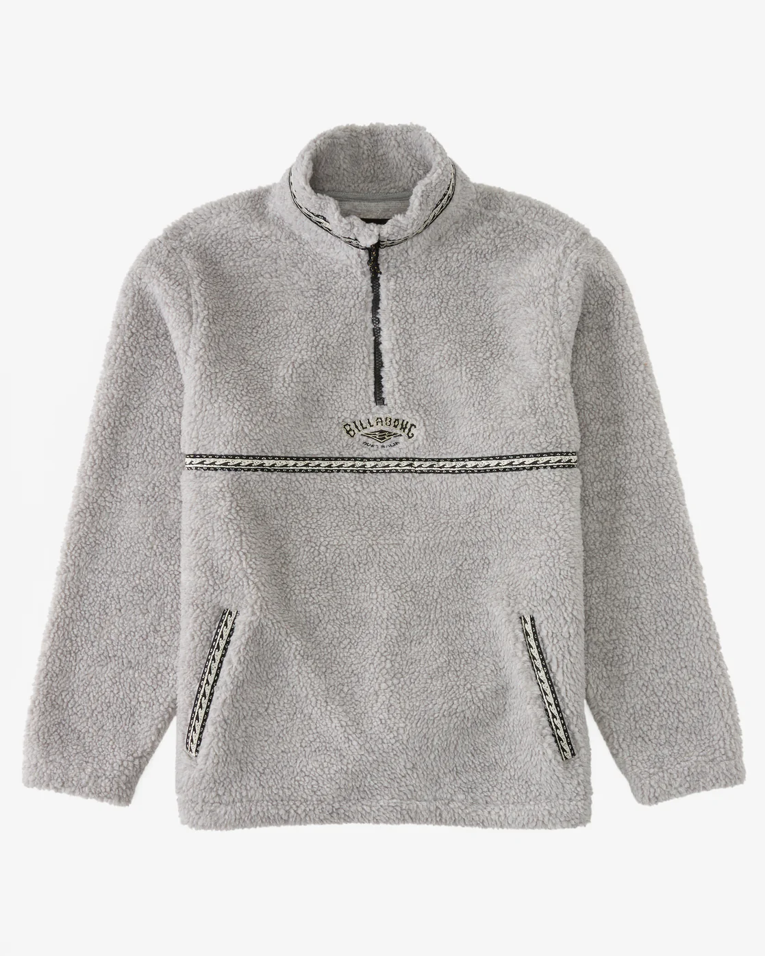 Billabong Boundary Tombstone Mock-Neck Sweatshirt - Oatmeal Heather -Biliabong Outlet
