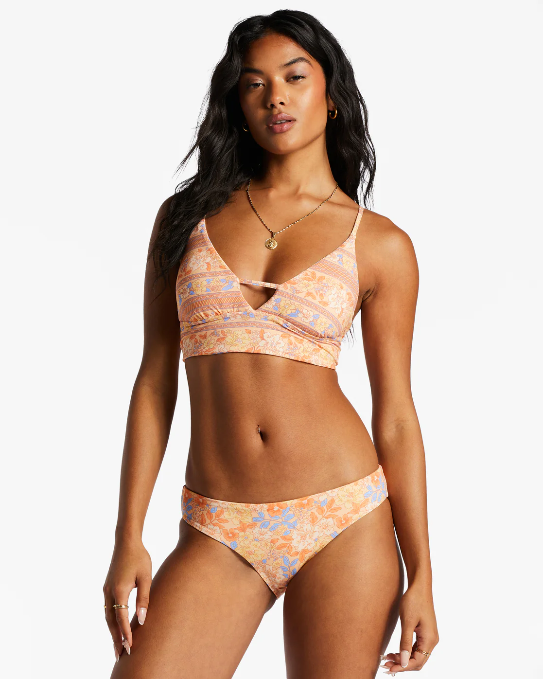 Billabong Fine By Me Lowrider Reversible Bikini Bottoms - Light Melon -Biliabong Outlet