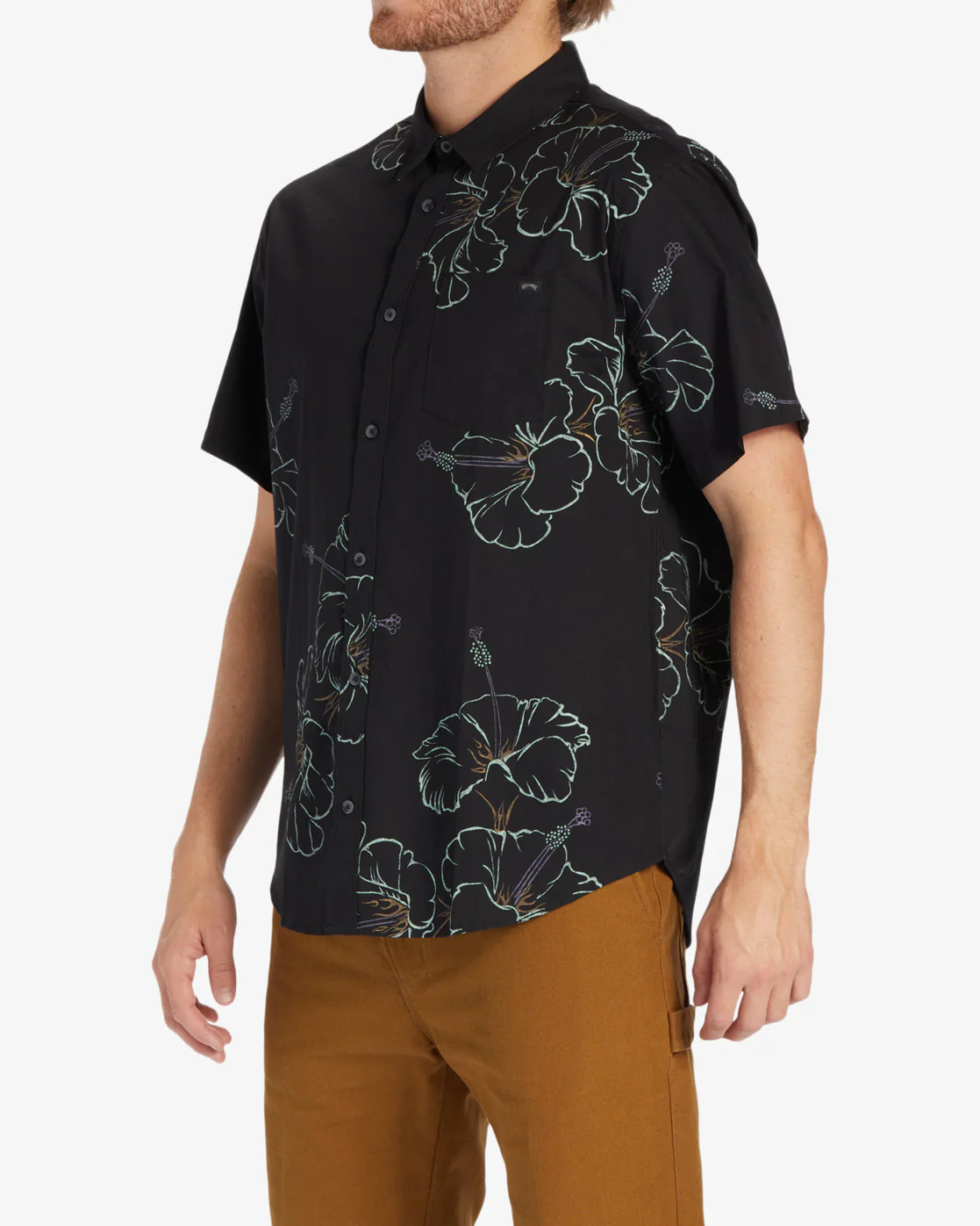 Billabong Sundays Short Sleeve Shirt - Black Green -Biliabong Outlet