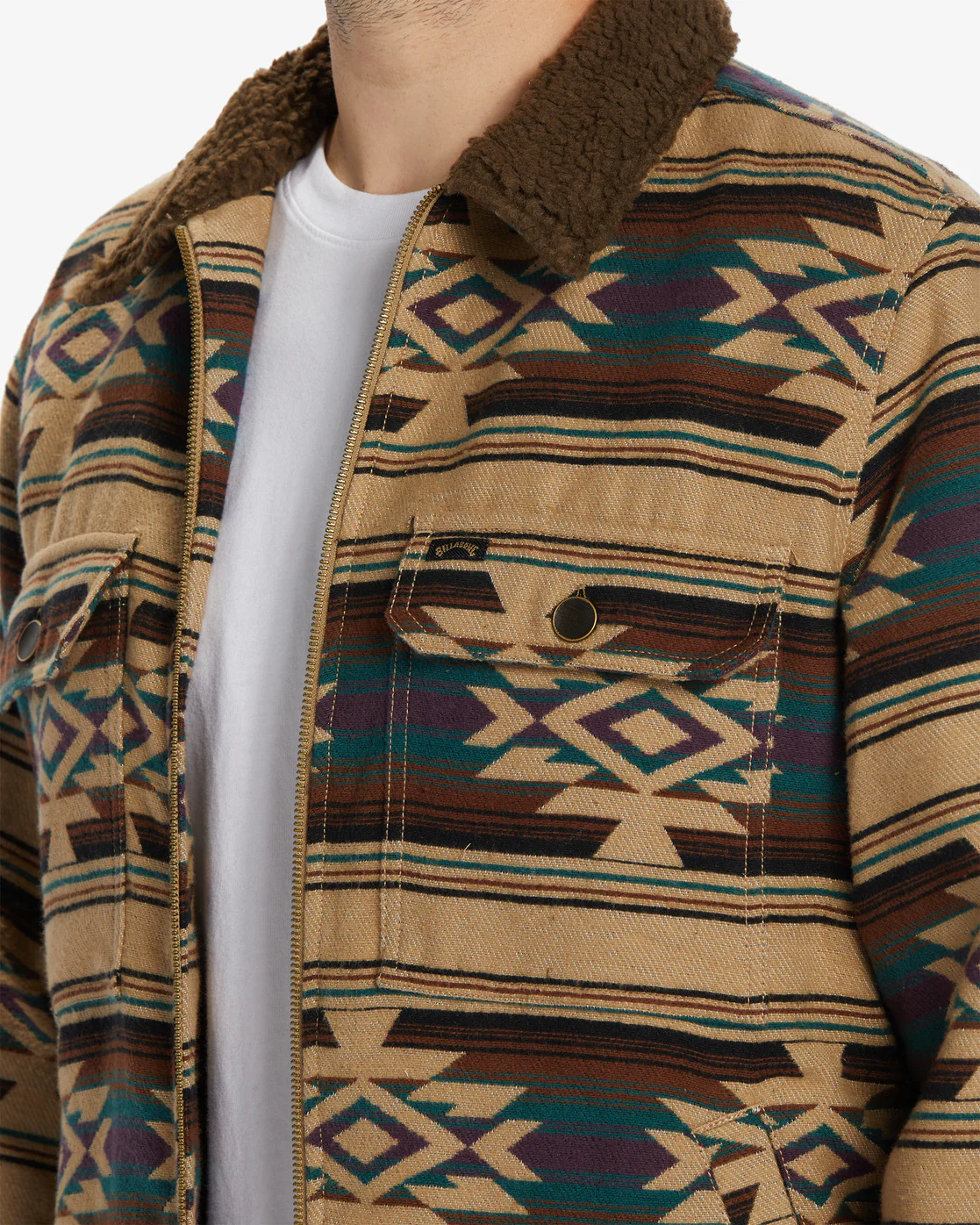 Billabong Barlow Sherpa Lined Jacket - Gravel -Biliabong Outlet