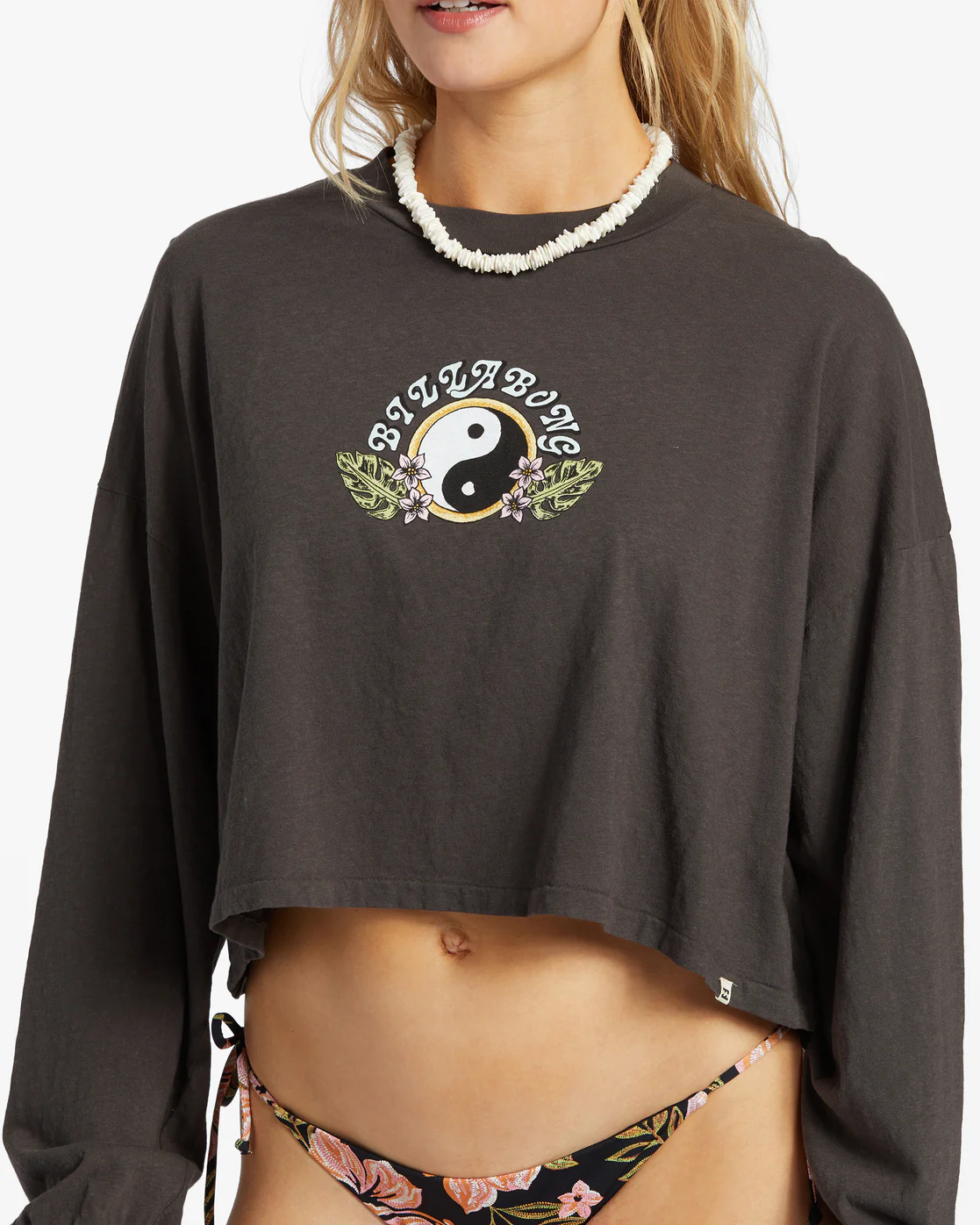 Billabong Beach Boyfriend Long Sleeve Crop Top - Black Sands 1 -Biliabong Outlet