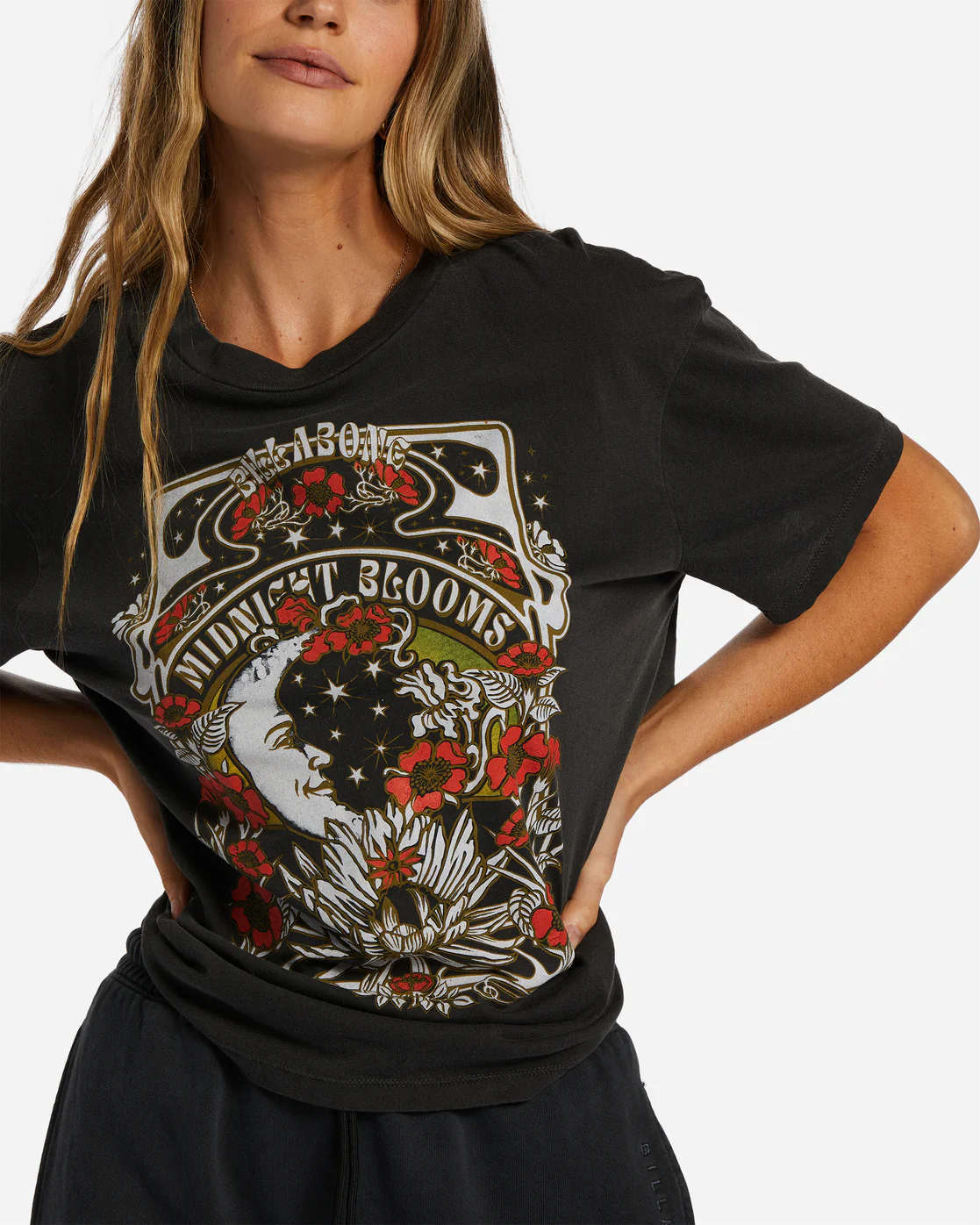Billabong Midnight Blooms T-Shirt - Off Black -Biliabong Outlet