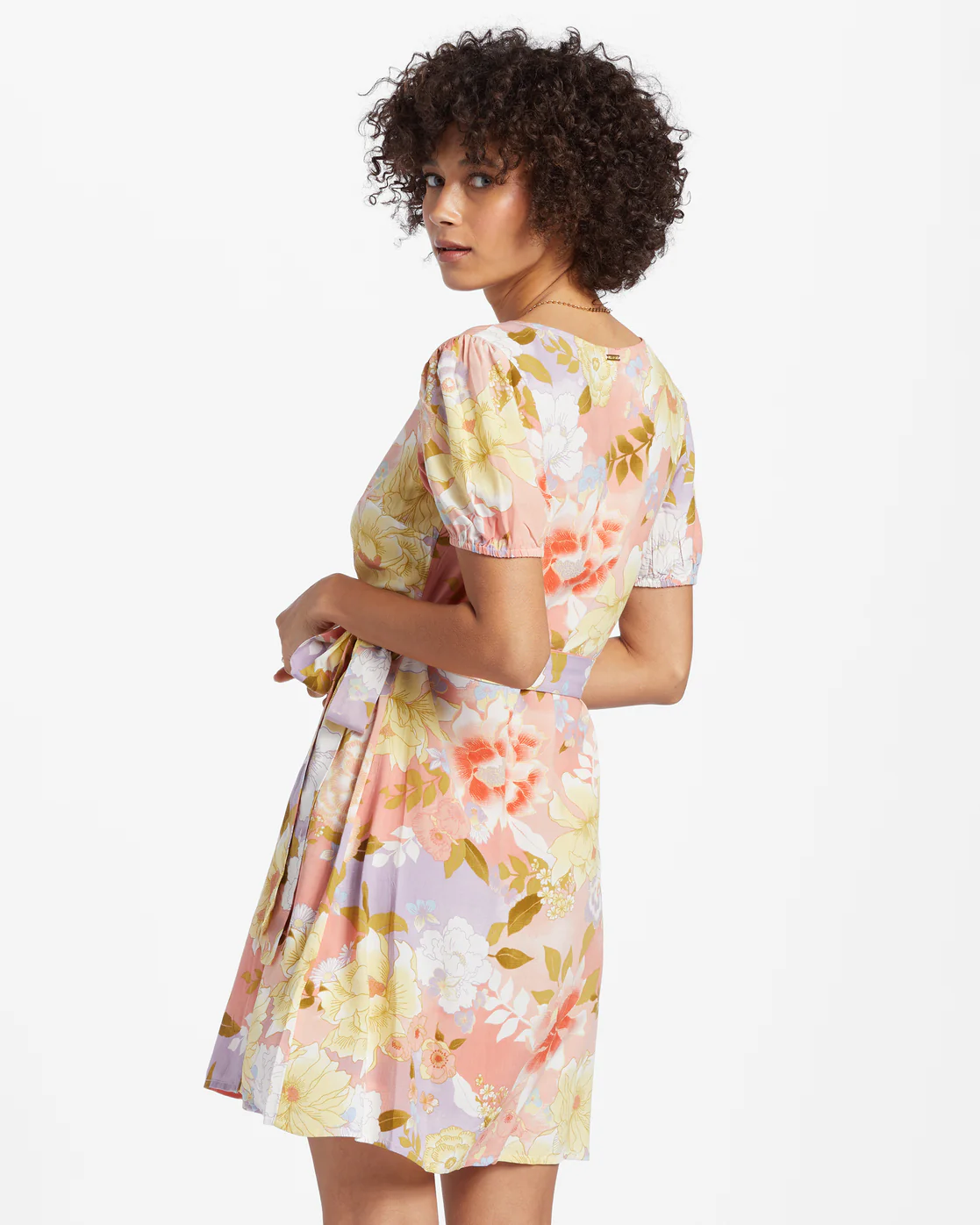 Billabong Hot Tropics Mini Wrap Dress - Sweet Peach -Biliabong Outlet