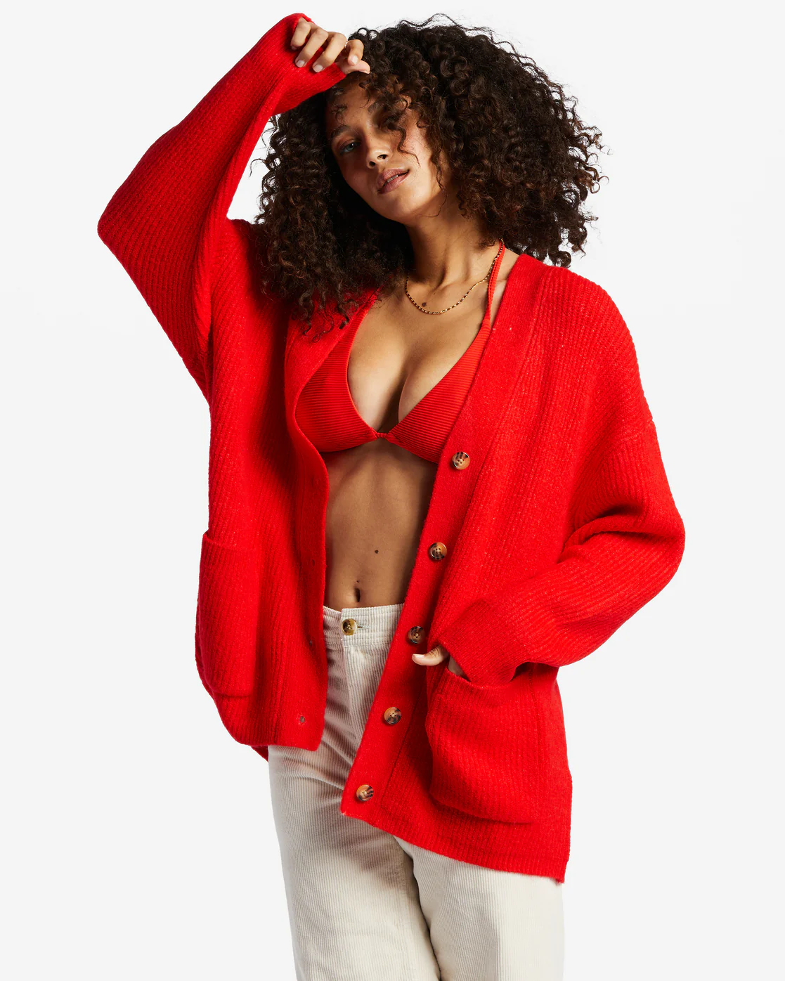 Billabong So Chill Cardigan - Rad Red -Biliabong Outlet