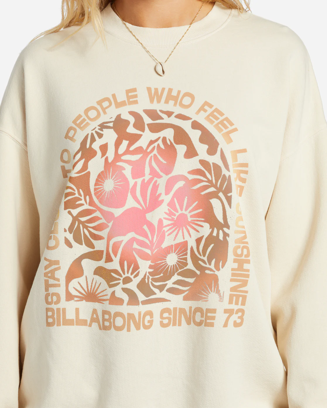 Billabong Ride In Oversized Crewneck Sweatshirt - Whitecap -Biliabong Outlet