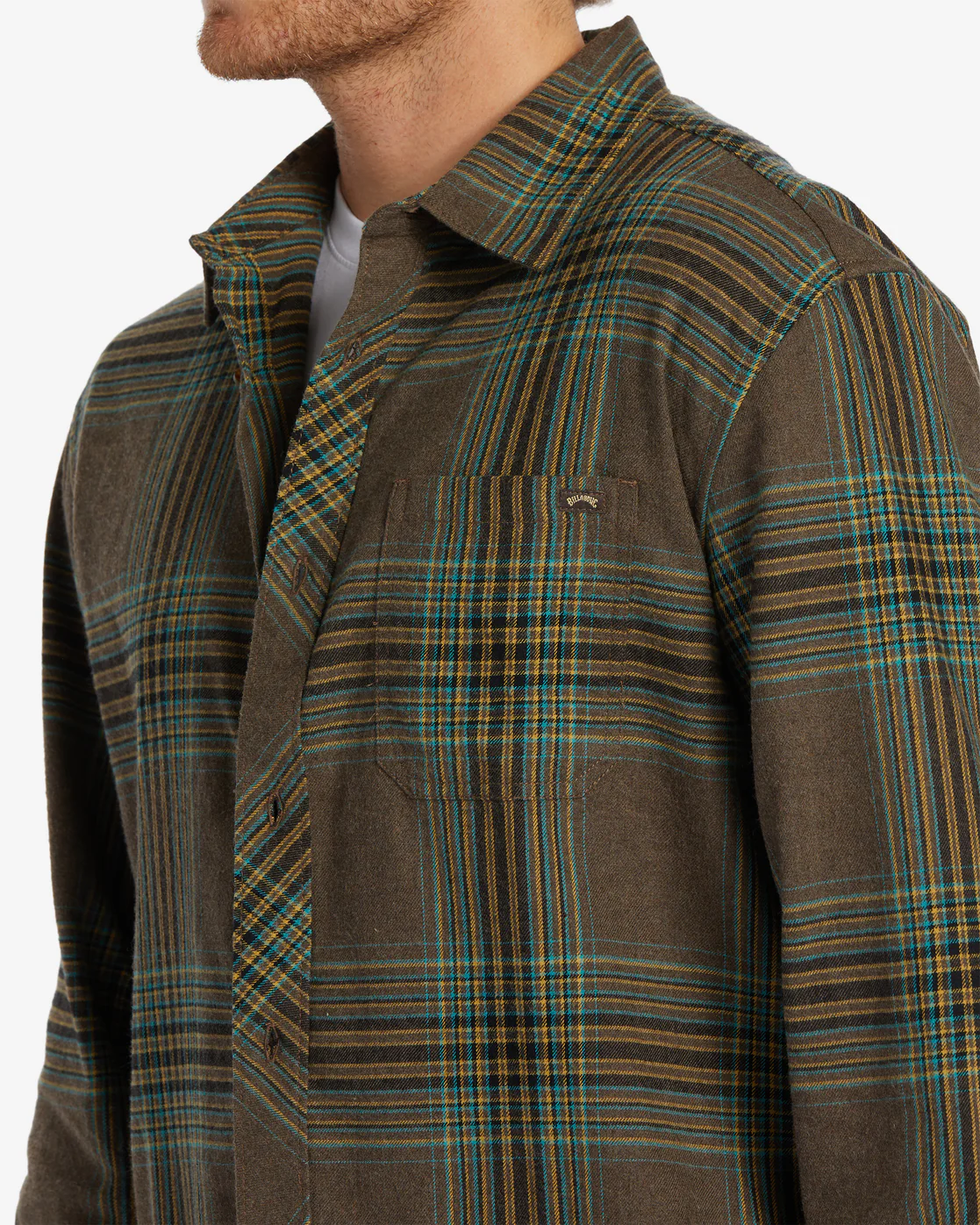 Billabong Coastline Flannel Long Sleeve Shirt - Mocha -Biliabong Outlet