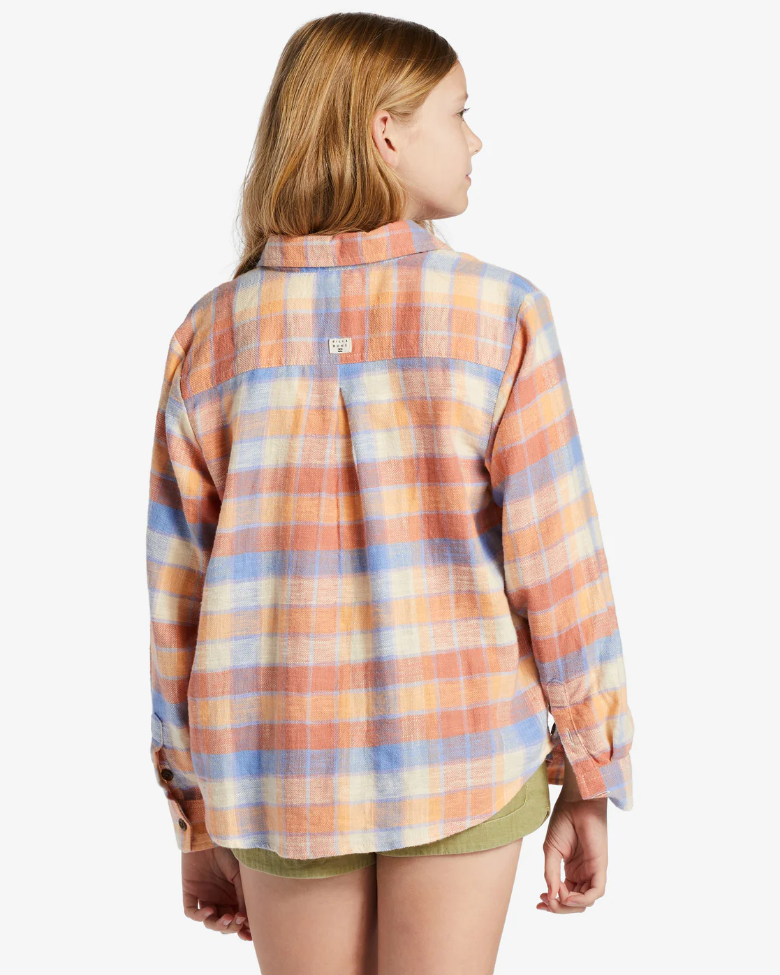 Billabong Girls So Stoked Long Sleeve Flannel Shirt - Rose Dawn -Biliabong Outlet