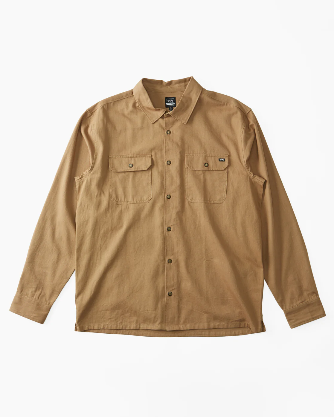 Billabong Zeledon Solid Flannel Long Sleeve Shirt - Gravel -Biliabong Outlet