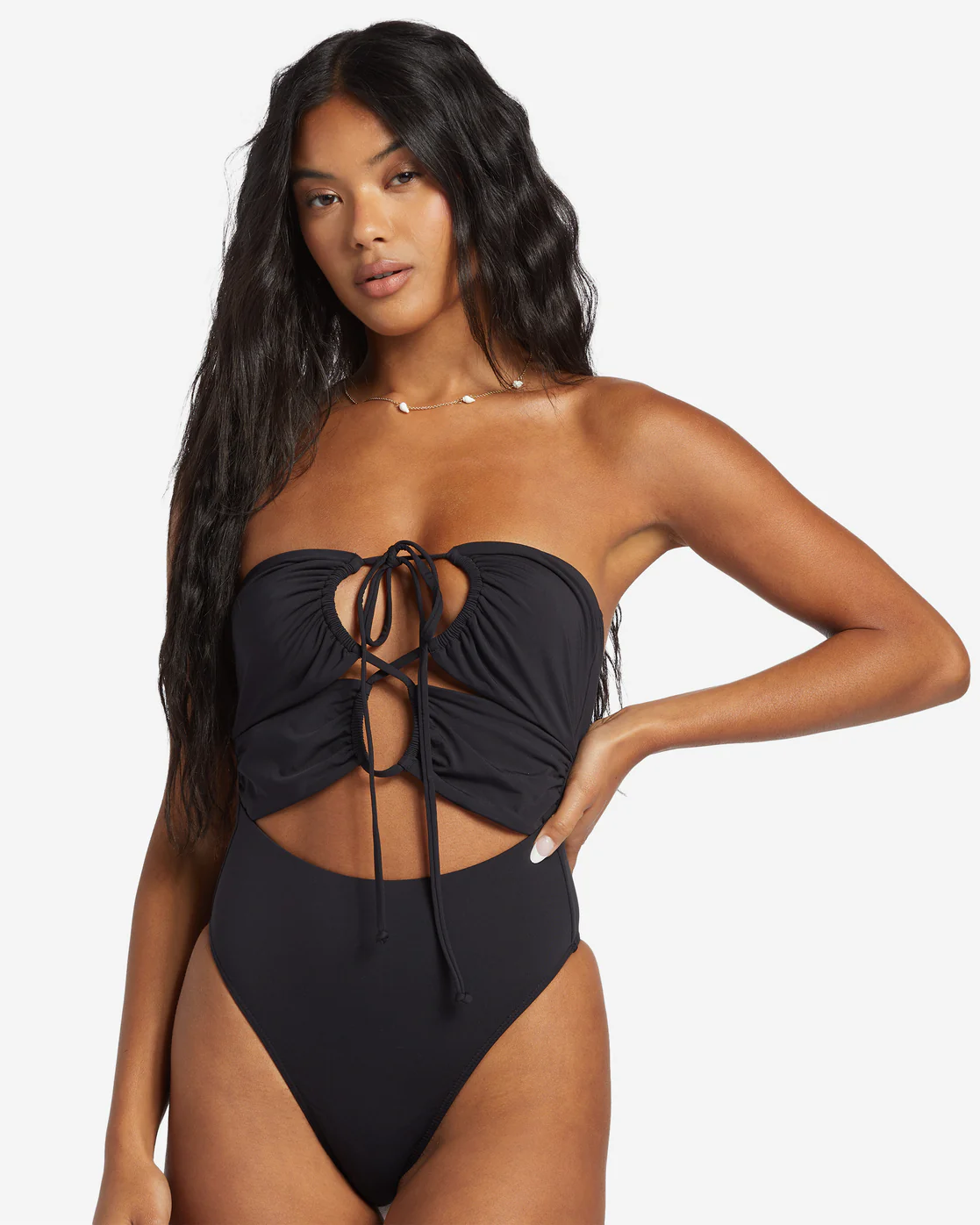 Billabong Sol Searcher One-Piece Swimsuit - Black Pebble -Biliabong Outlet
