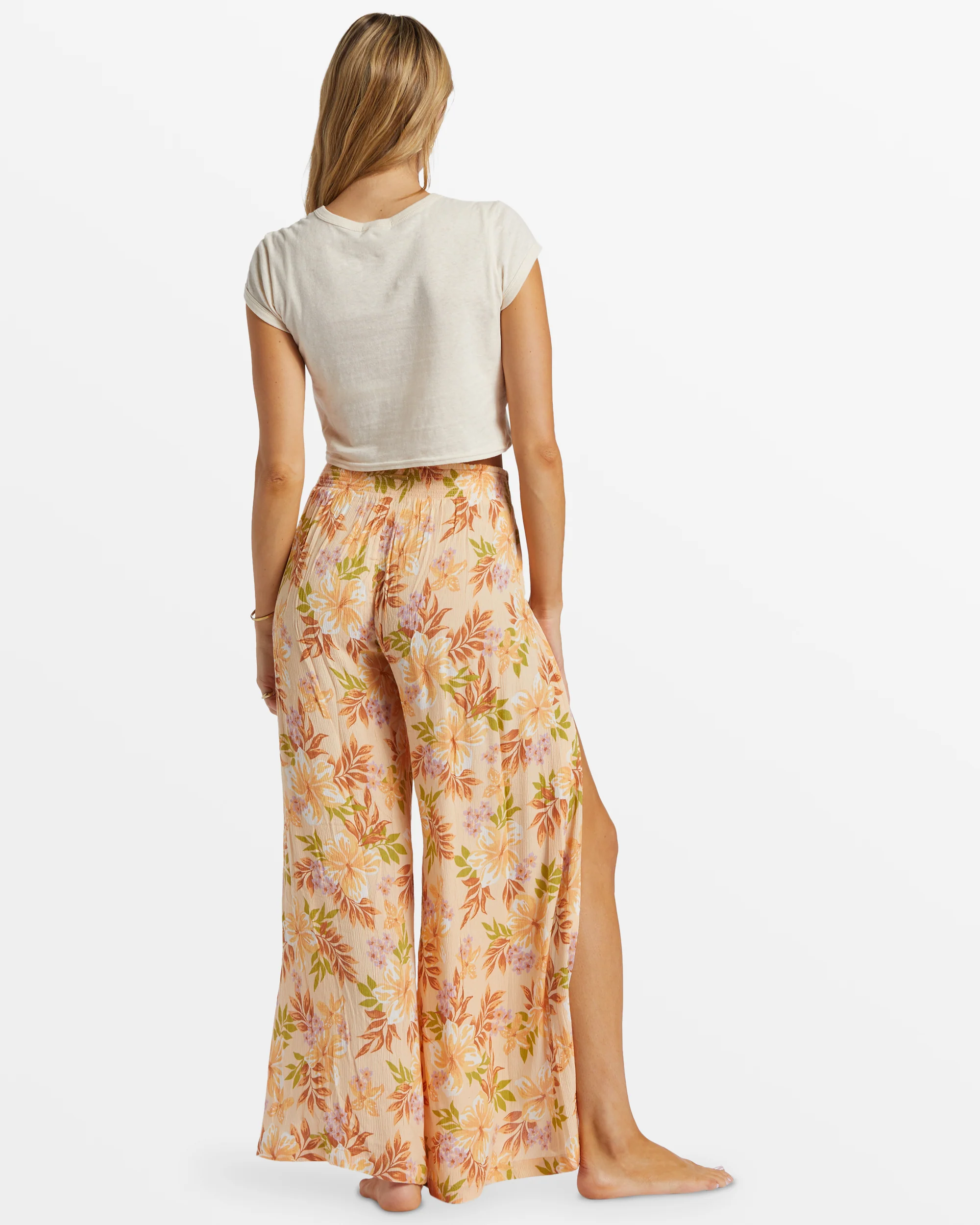 Billabong Split Spirit Floral Pants - Peach Whip -Biliabong Outlet