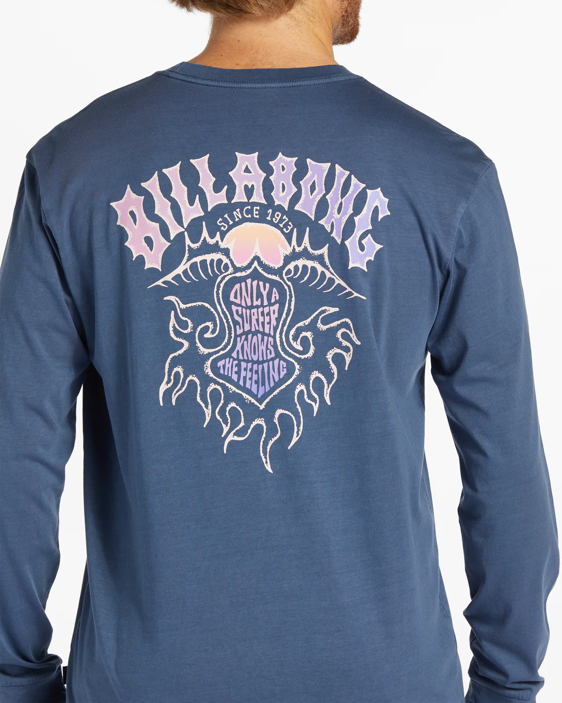 Billabong Theme Arch Long Sleeve Wave Washed T-Shirt - Dark Blue -Biliabong Outlet