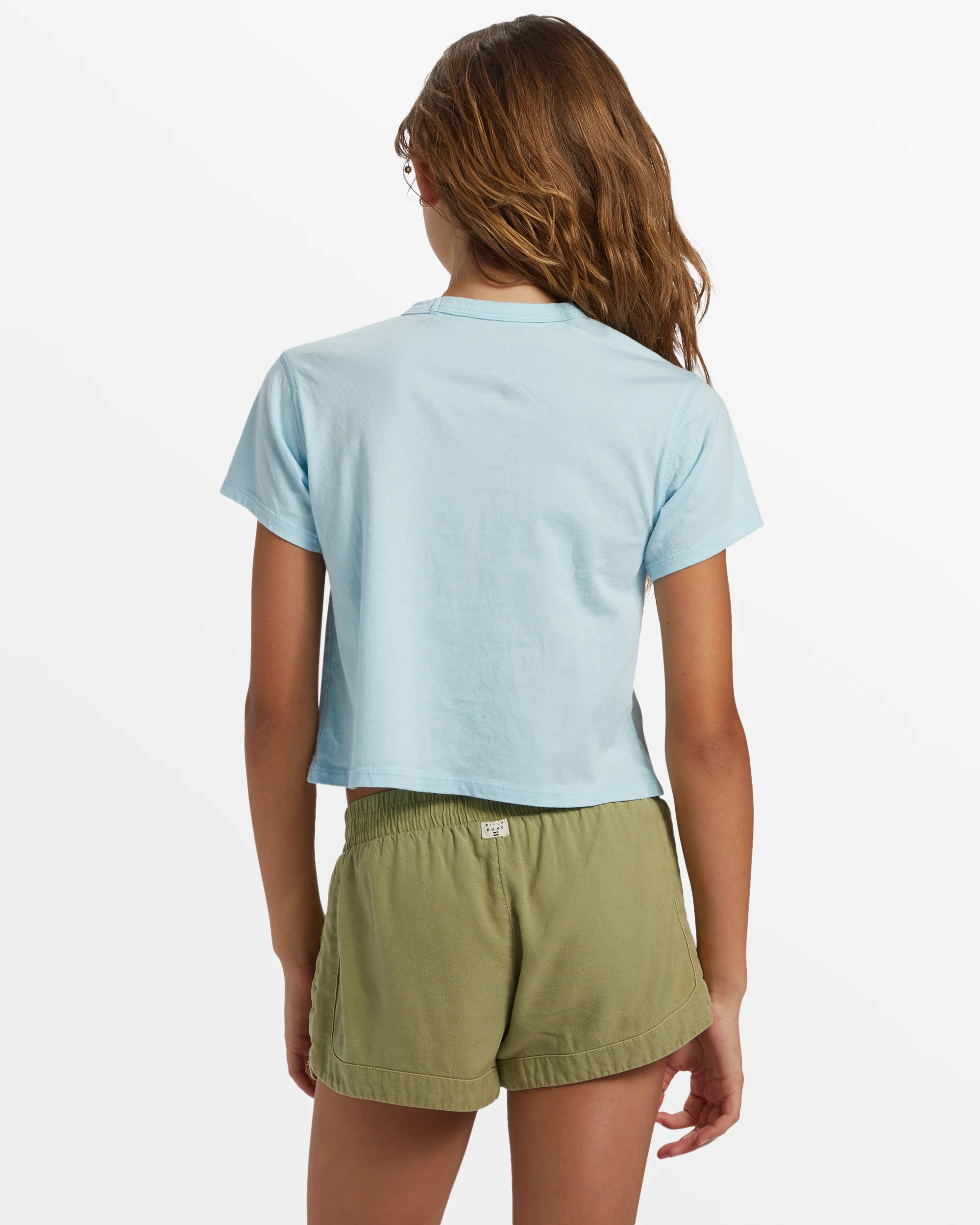 Billabong Girl's Tropical Views Cropped T-Shirt - Blue Glow -Biliabong Outlet
