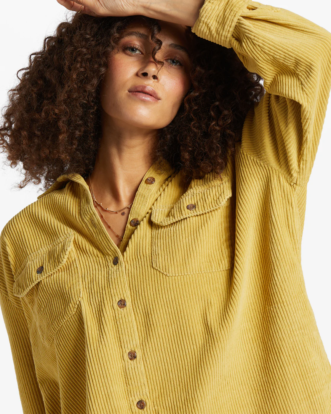 Billabong So Stoked Cord Long Sleeve Top - Kiwi -Biliabong Outlet