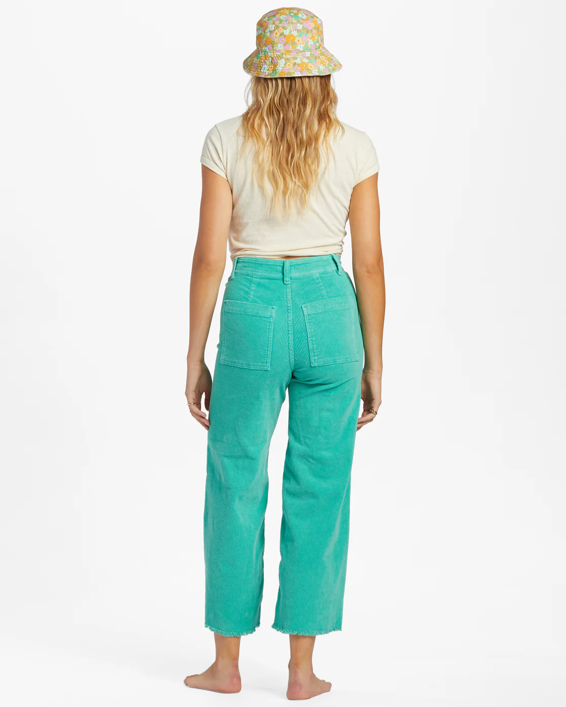 Billabong Free Fall Wide-Leg Corduroy Pants - Bright Lagoon -Biliabong Outlet