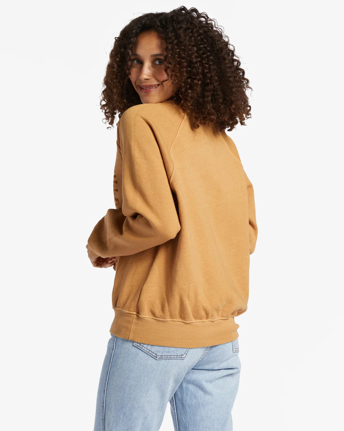 Billabong Here We Go Graphic Crewneck Sweatshirt - Cosmic Khaki -Biliabong Outlet