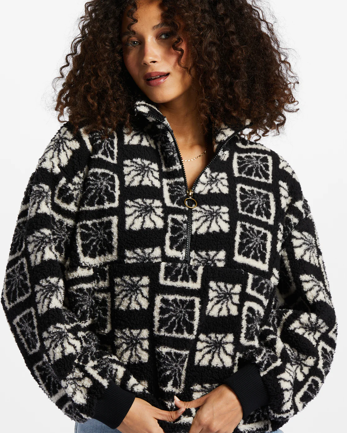 Billabong Time Off Half-Zip Fleece Pullover - Black Pebble -Biliabong Outlet