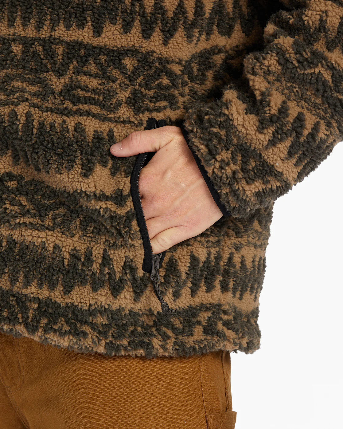 Billabong Boundary Switchback Zip-Up Sherpa Fleece - Gravel -Biliabong Outlet