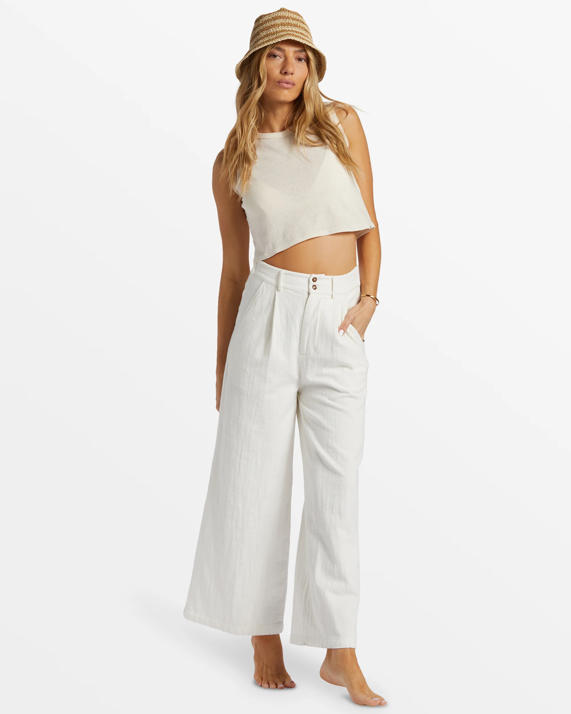 Billabong Tailor Made Wide Leg Pants - Salt Crystal -Biliabong Outlet