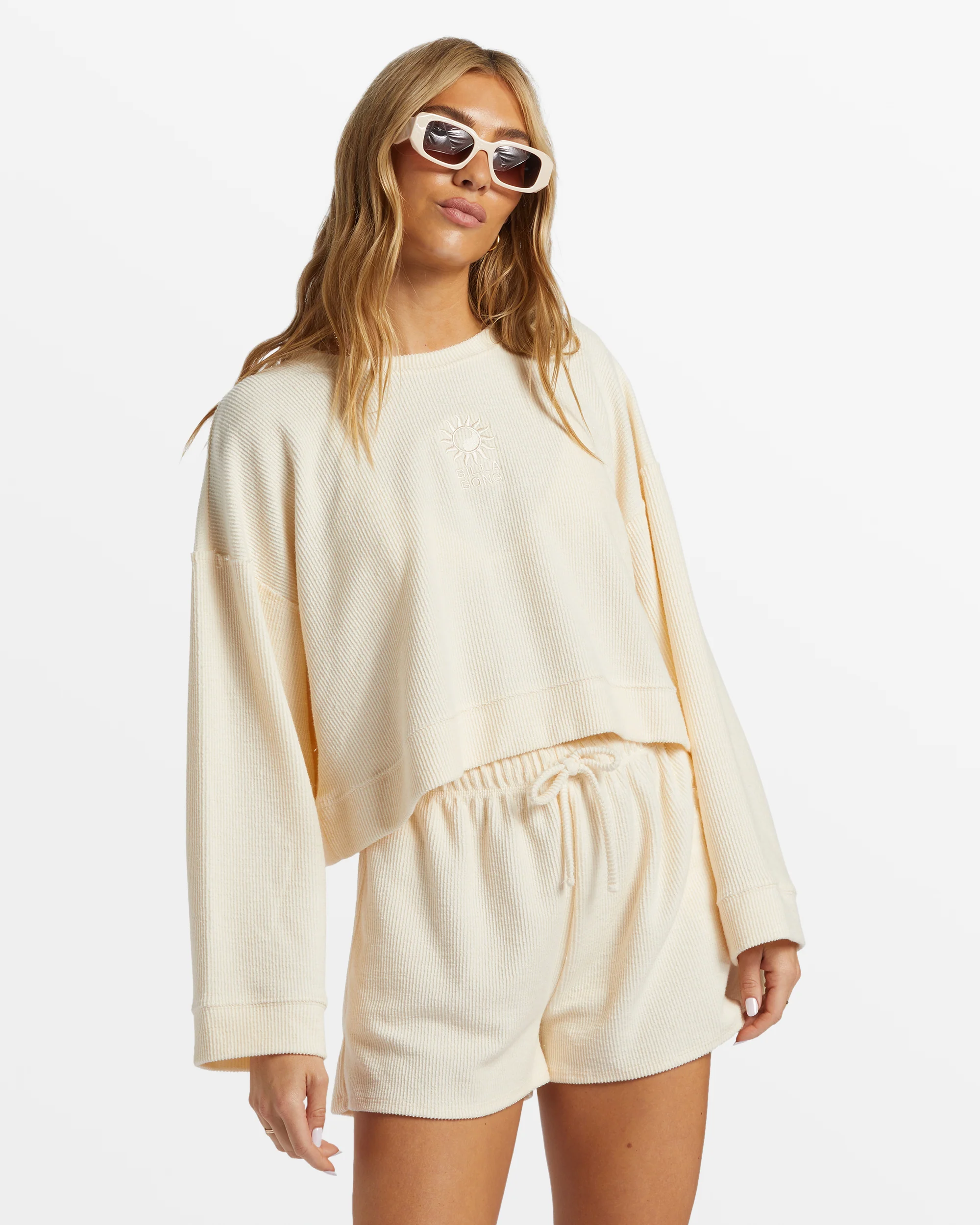 Billabong Cally Crew Neck Sweatshirt - Whitecap -Biliabong Outlet