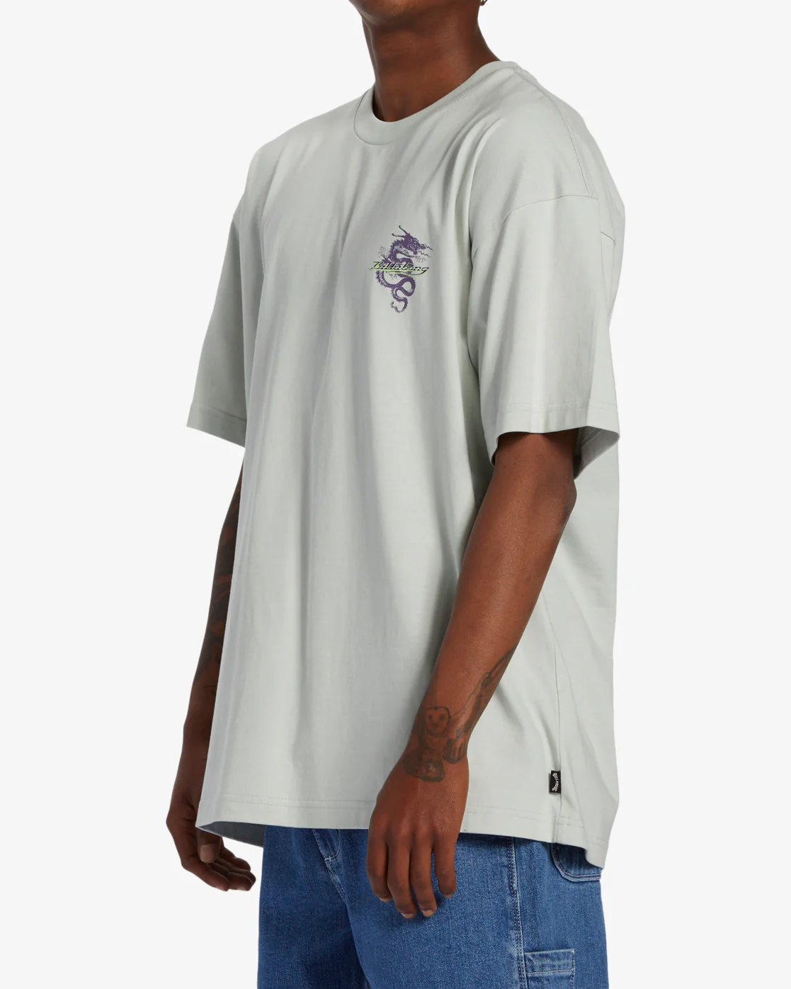 Billabong Enter The Dragon OG Short Sleeve T-Shirt - Grey Mist -Biliabong Outlet