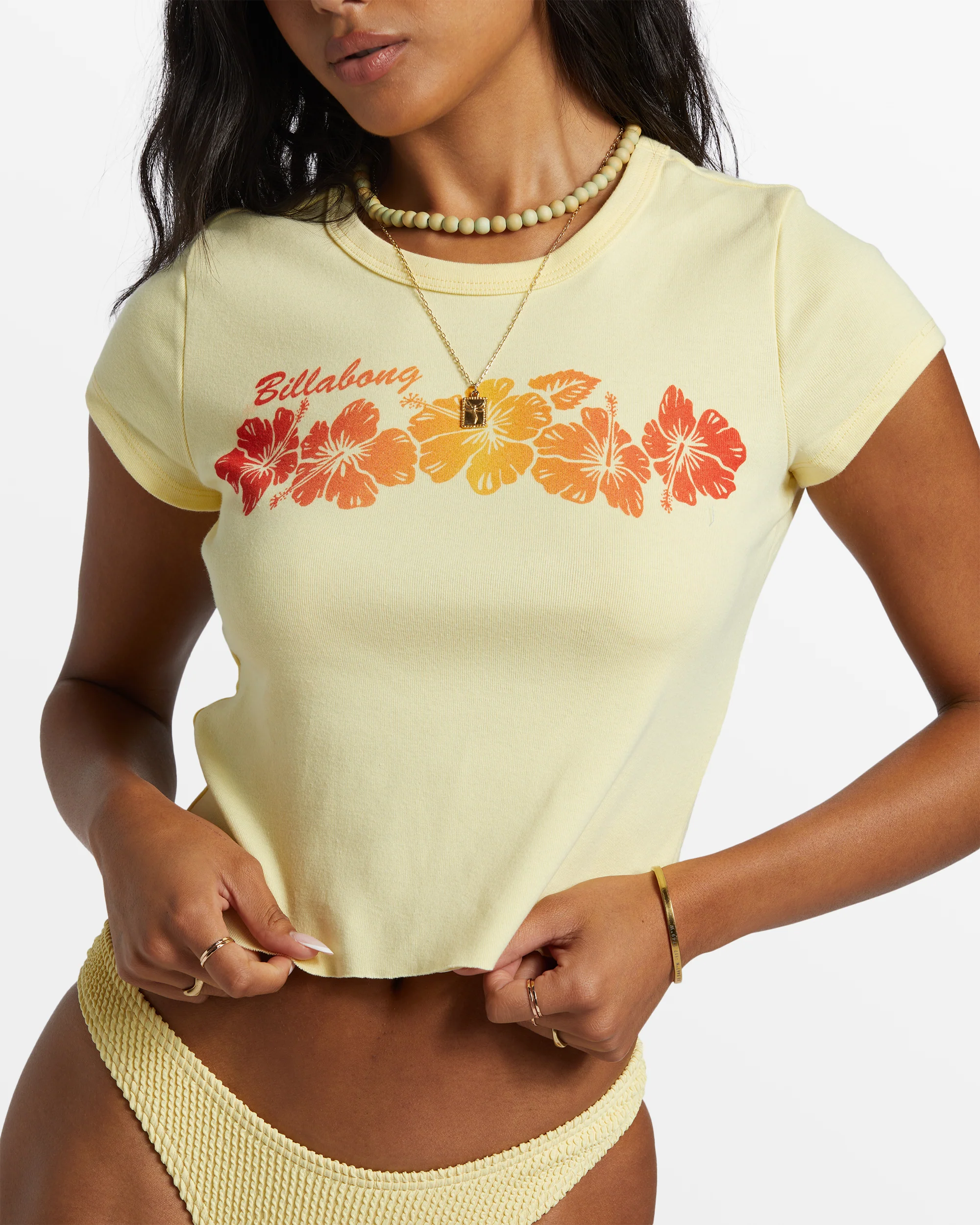 Billabong Summer Babe Shrunken T-Shirt - Mellow Yellow -Biliabong Outlet
